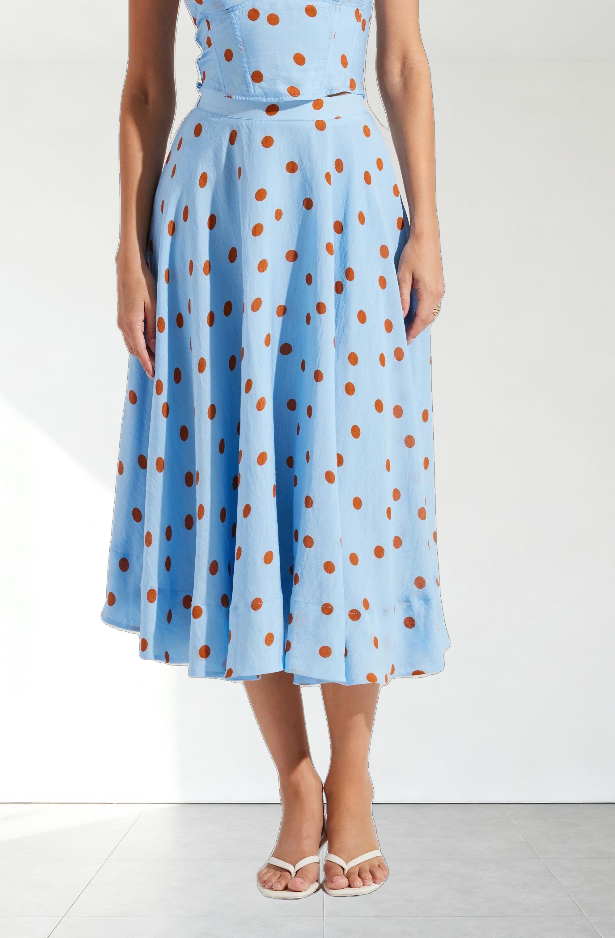 Janie Polka Dot Midi Skirt