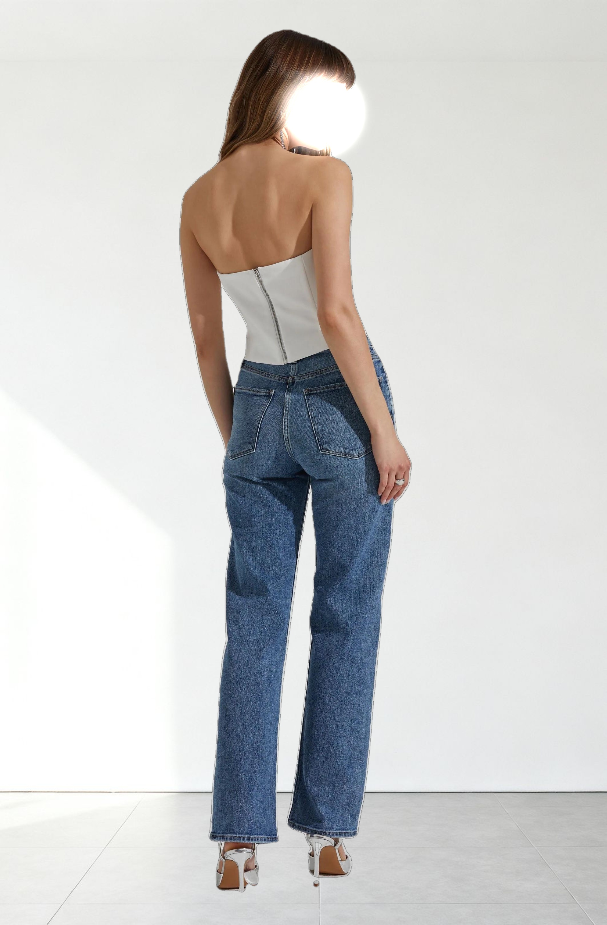 Amell Strapless Rhinestone Trim Top