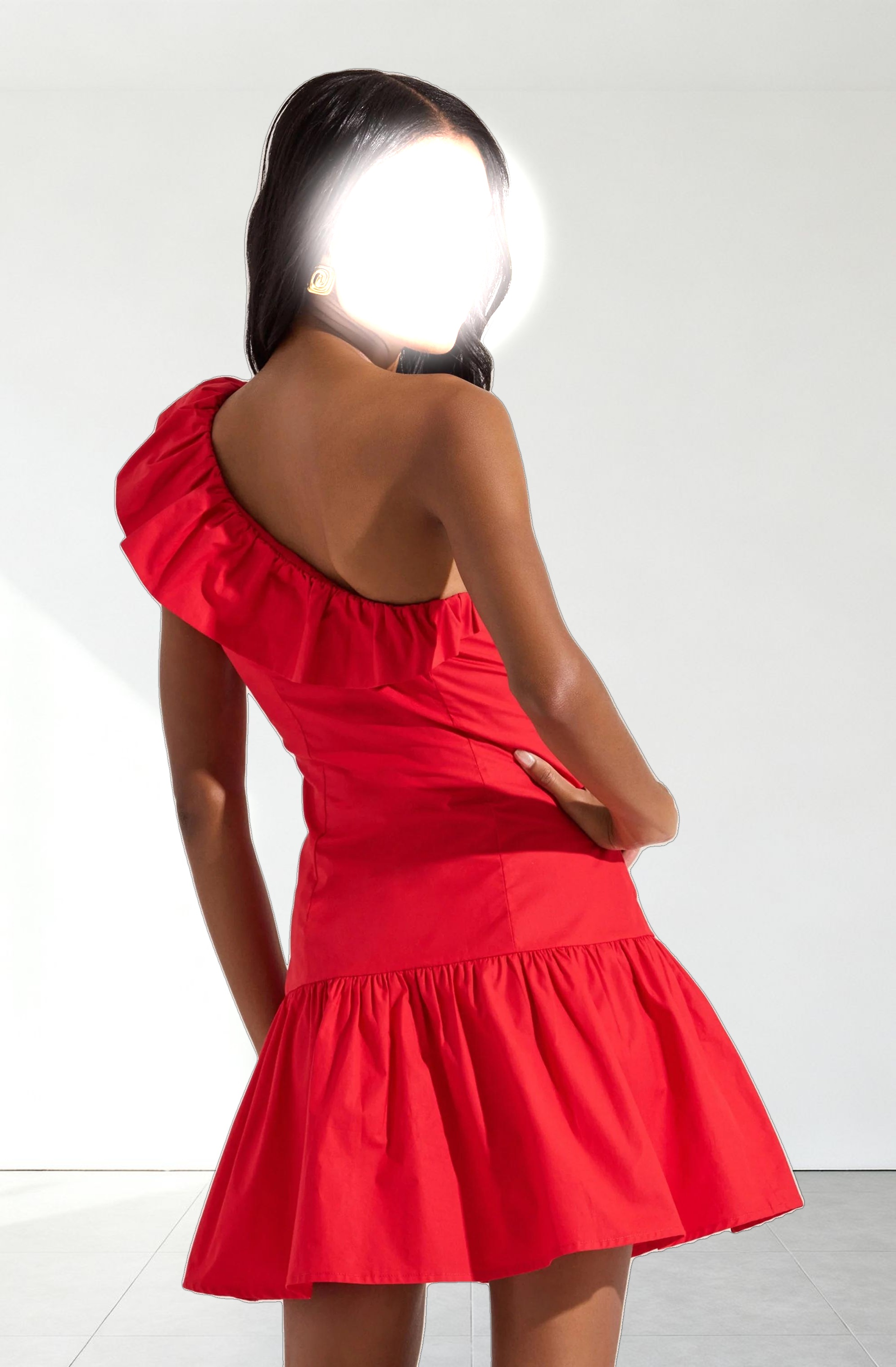 One Shoulder Ruffle Mini Dress