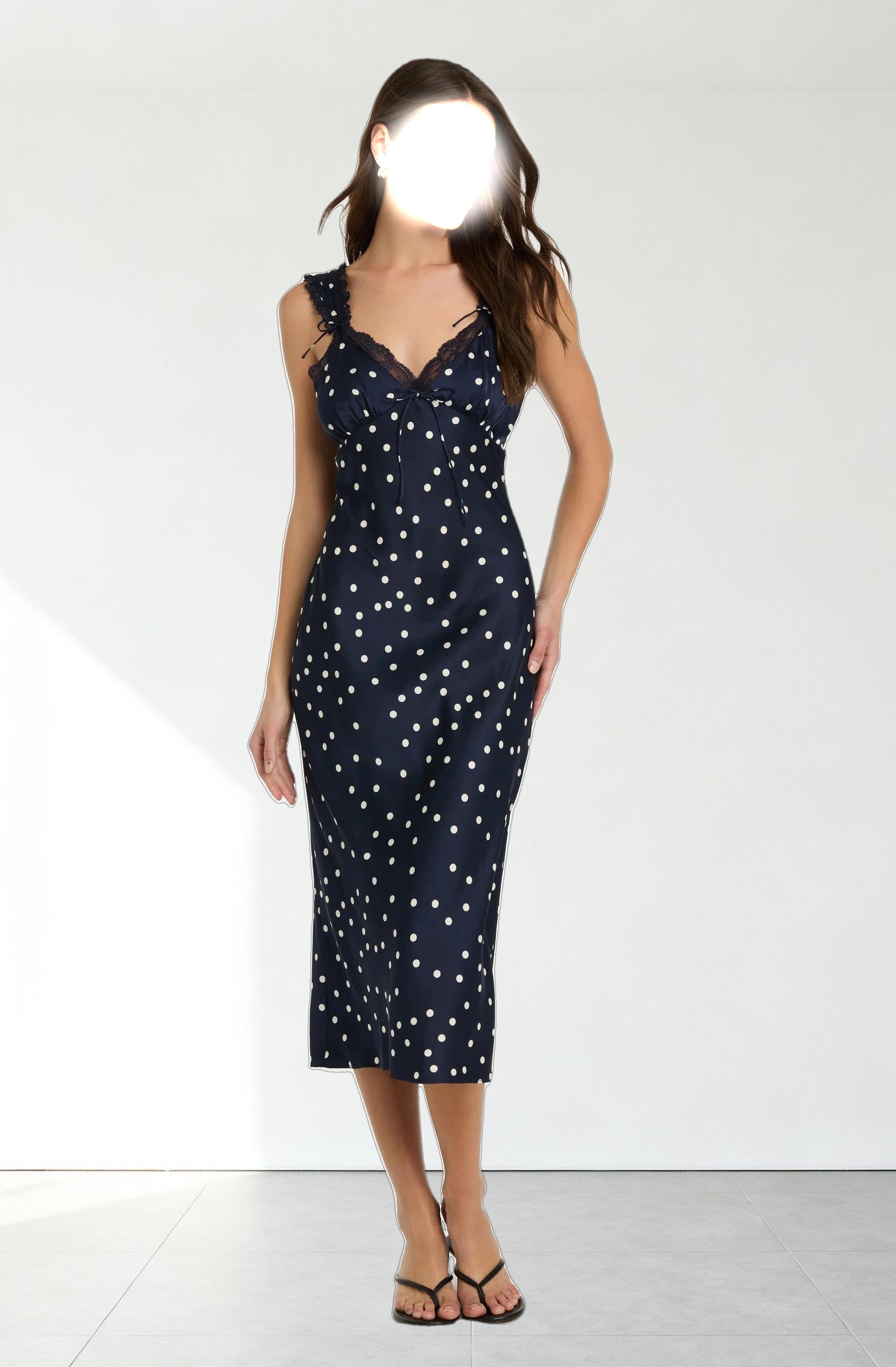 Lace Trim Midi Slip Dress