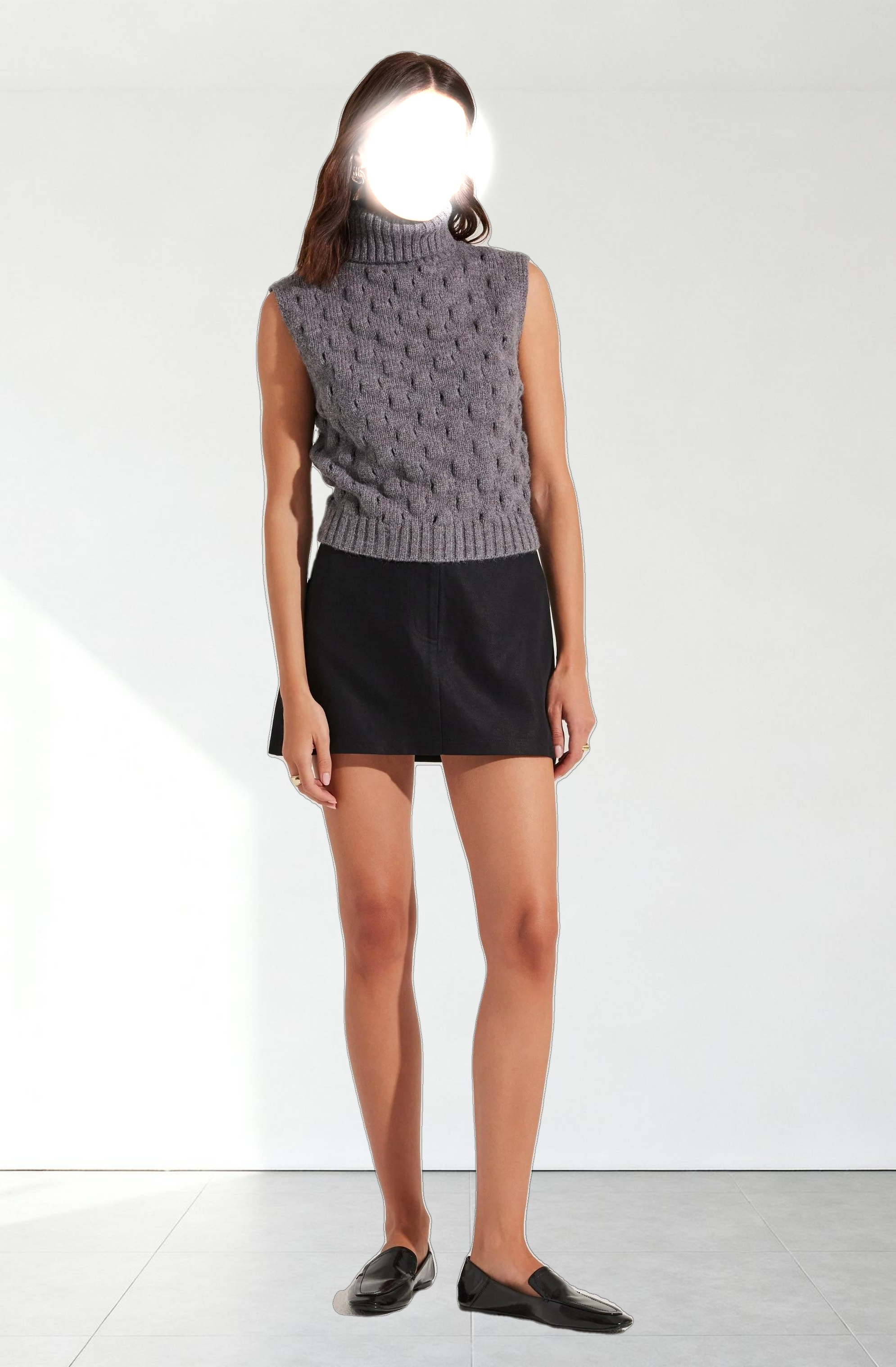 Textured Turtleneck Sweater Vest