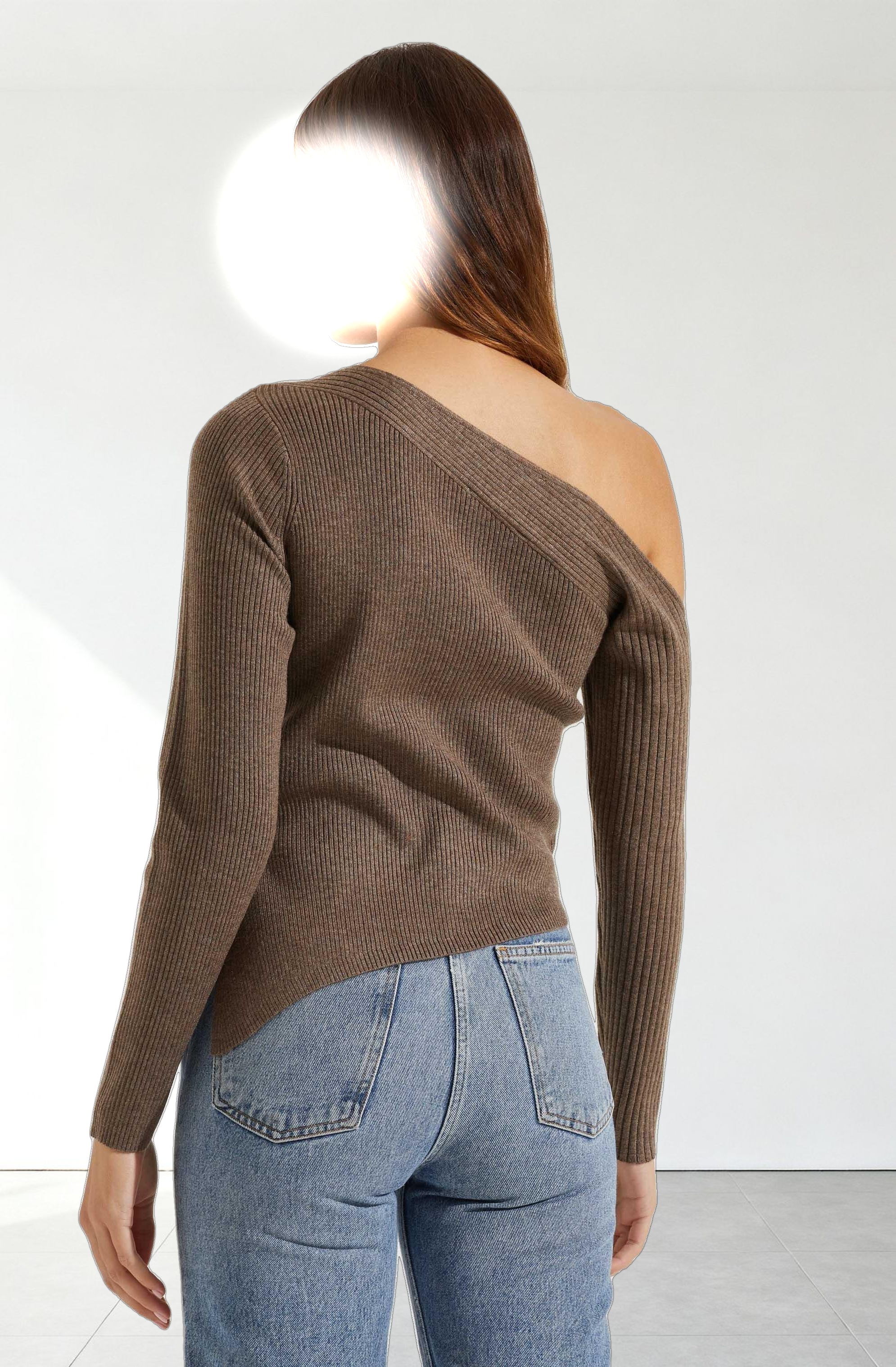 Aldari Off Shoulder Ribbed Sweater