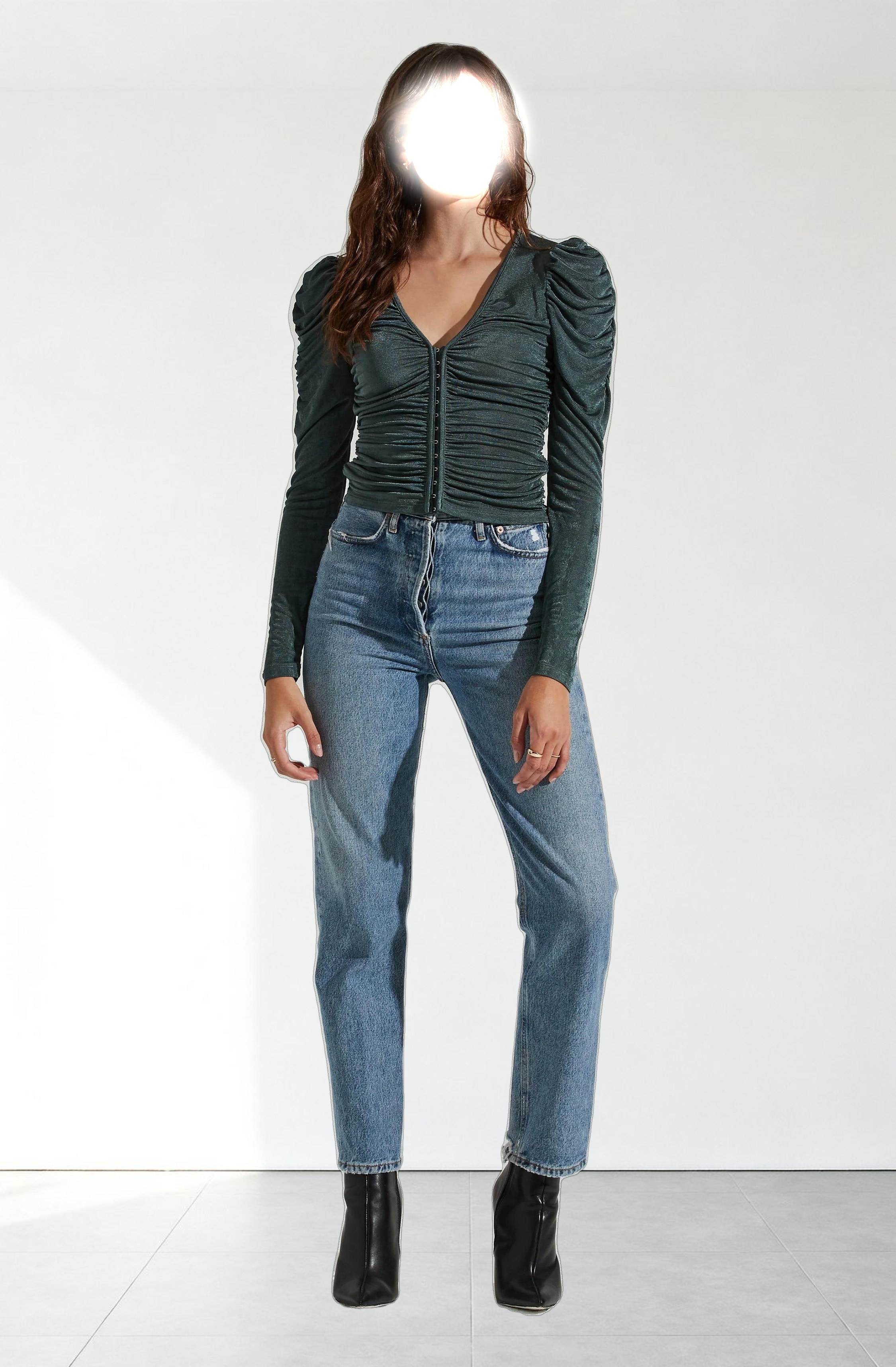 Ruched Front Long Sleeve Top