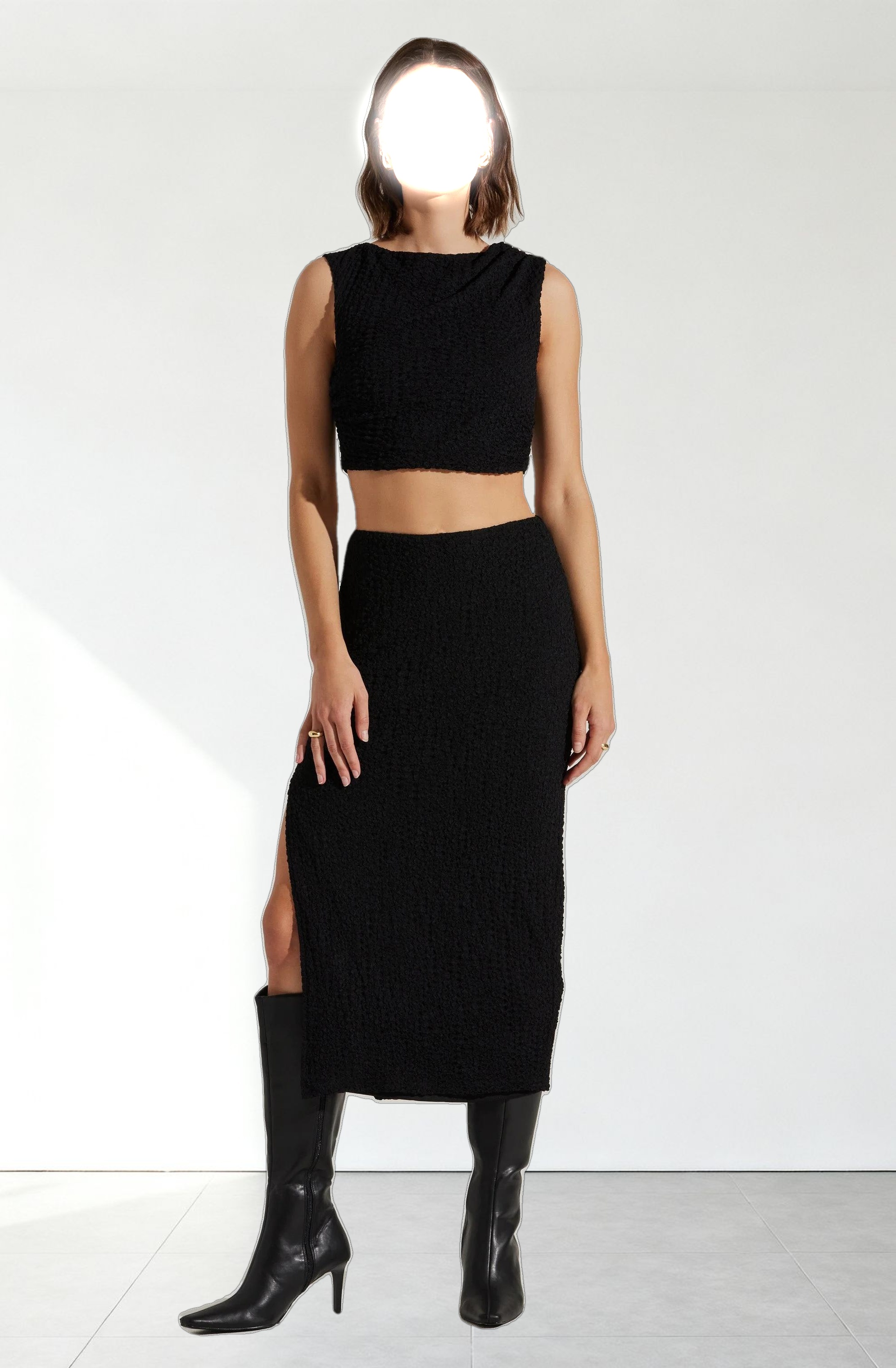 Keely Textured Sleeveless Crop Top