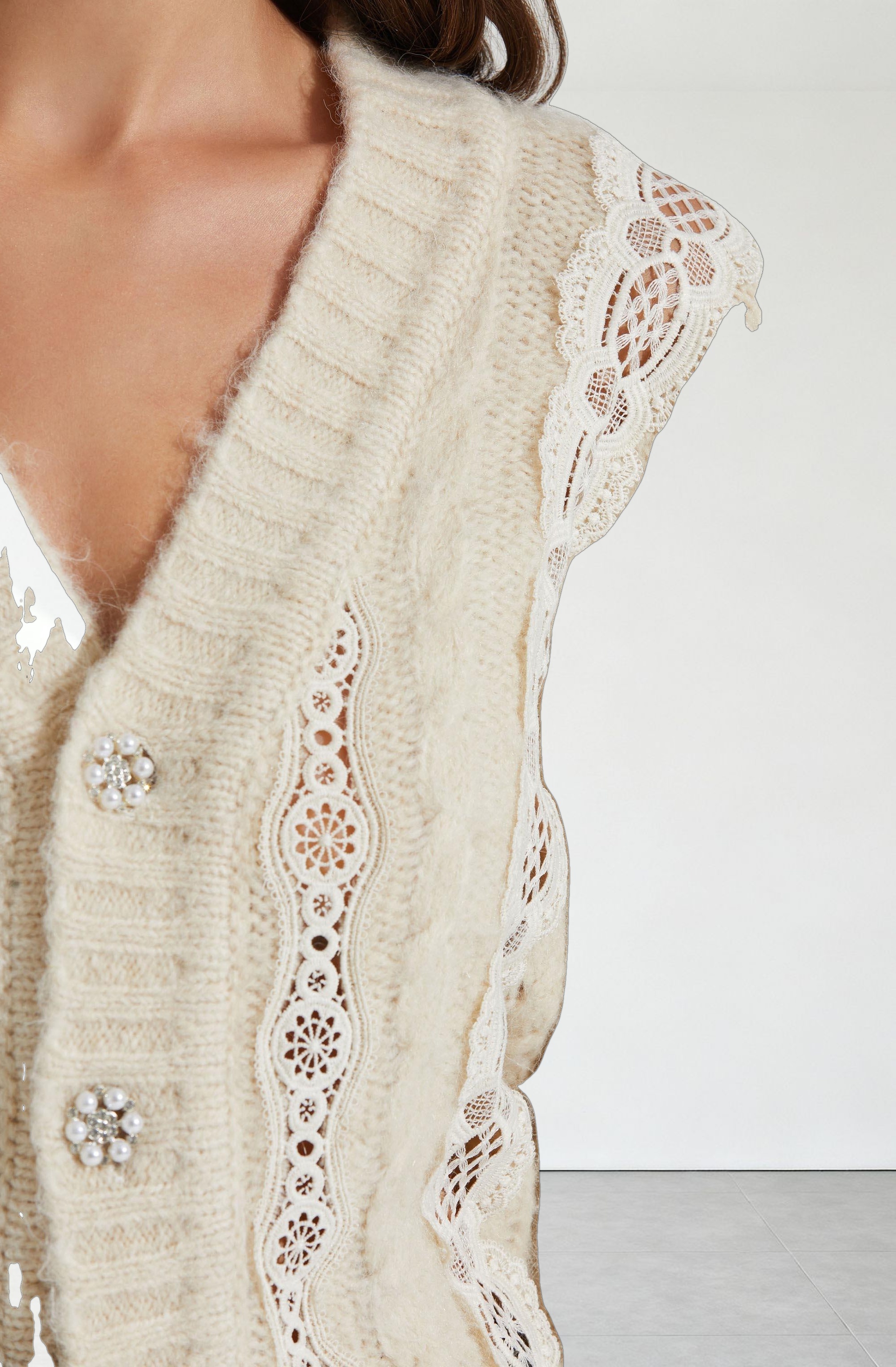 Nesmarie Lace Embellished Cardigan
