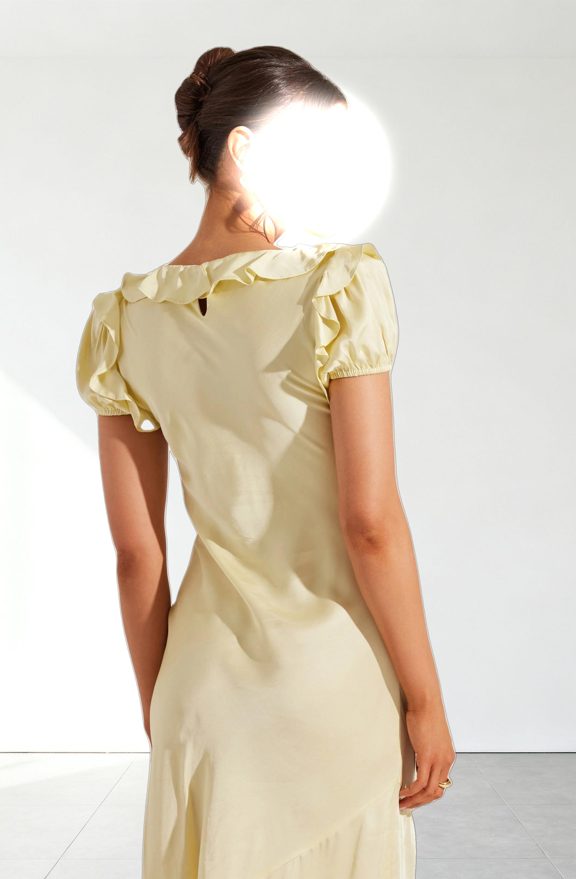 Auden Satin Ruffle Midi dress