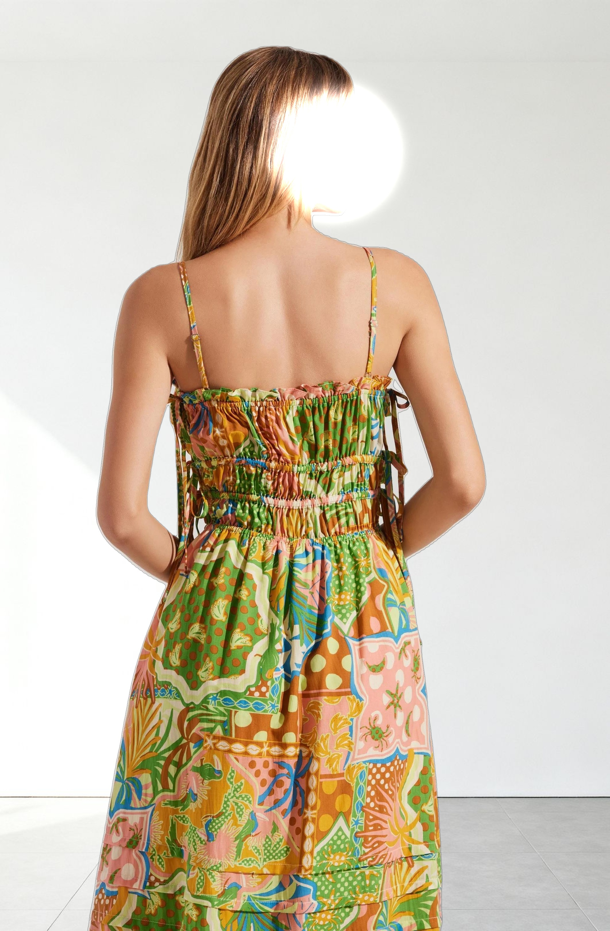 Elisabeth Printed Shirred Midi Dress