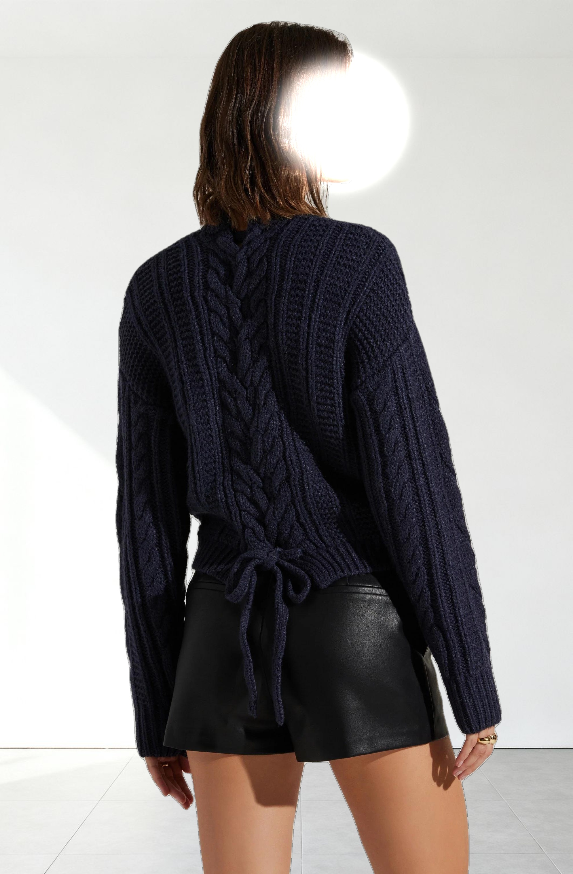 Laverne Cable Knit Tie-Back Sweater