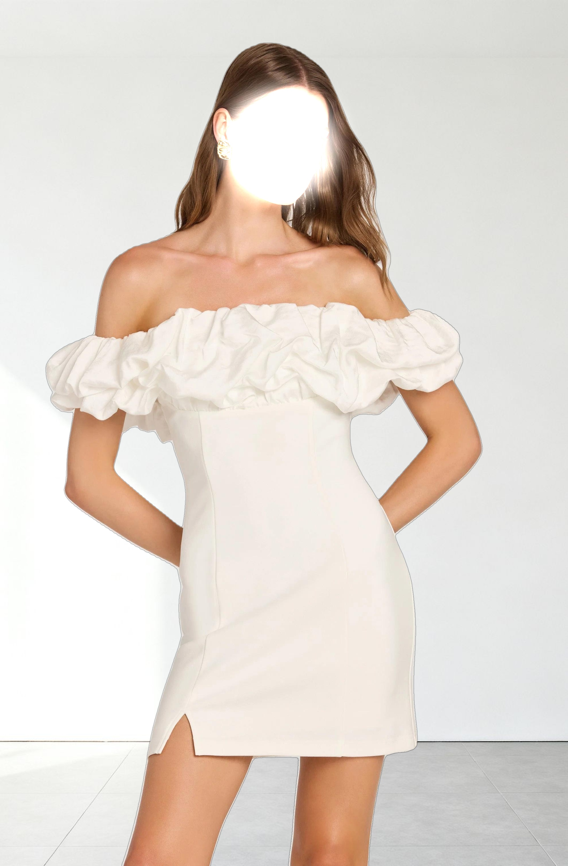 Ruffle Strapless Off Shoulder Dress