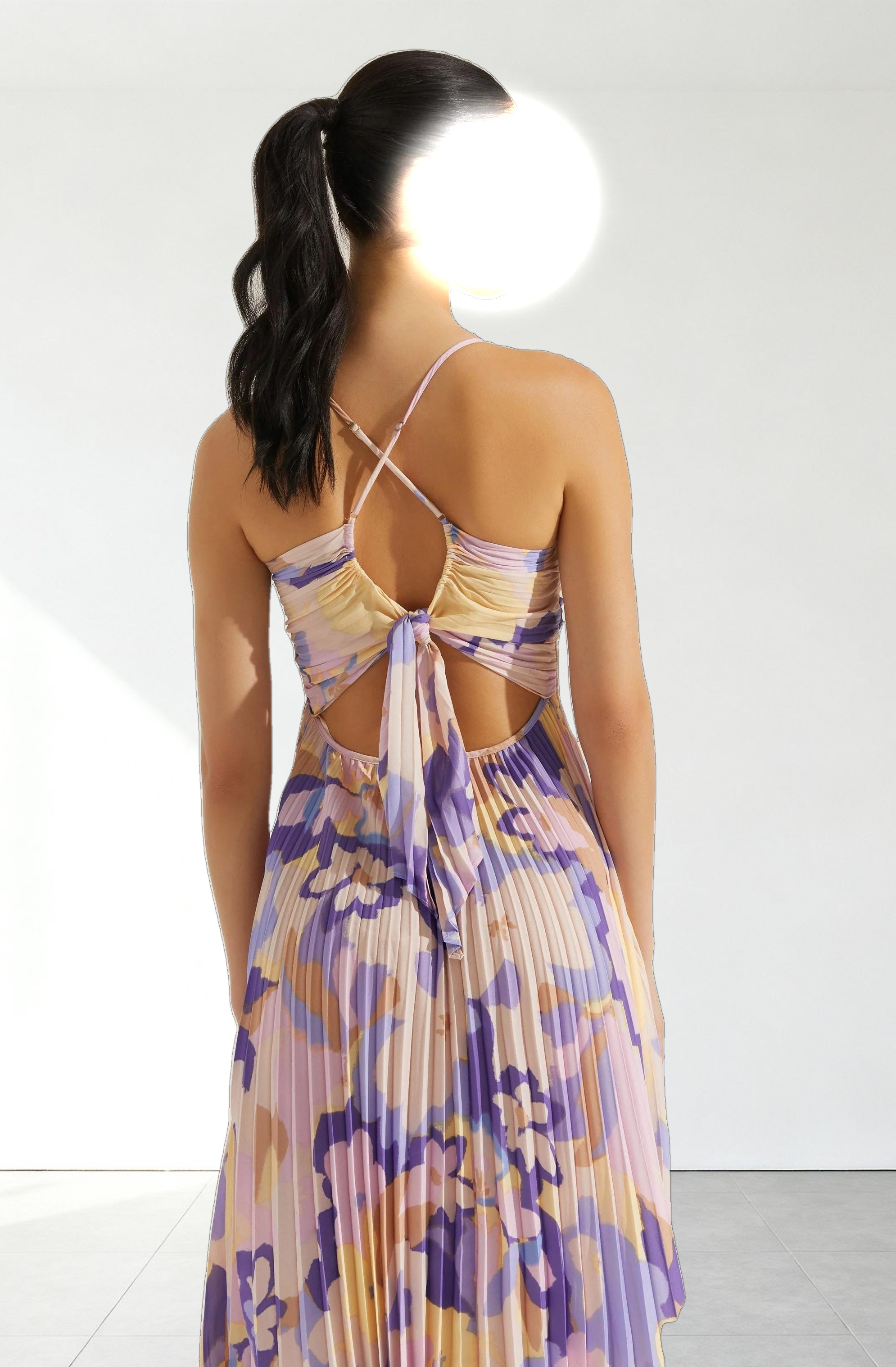 Blythe Floral Plisse Midi Dress