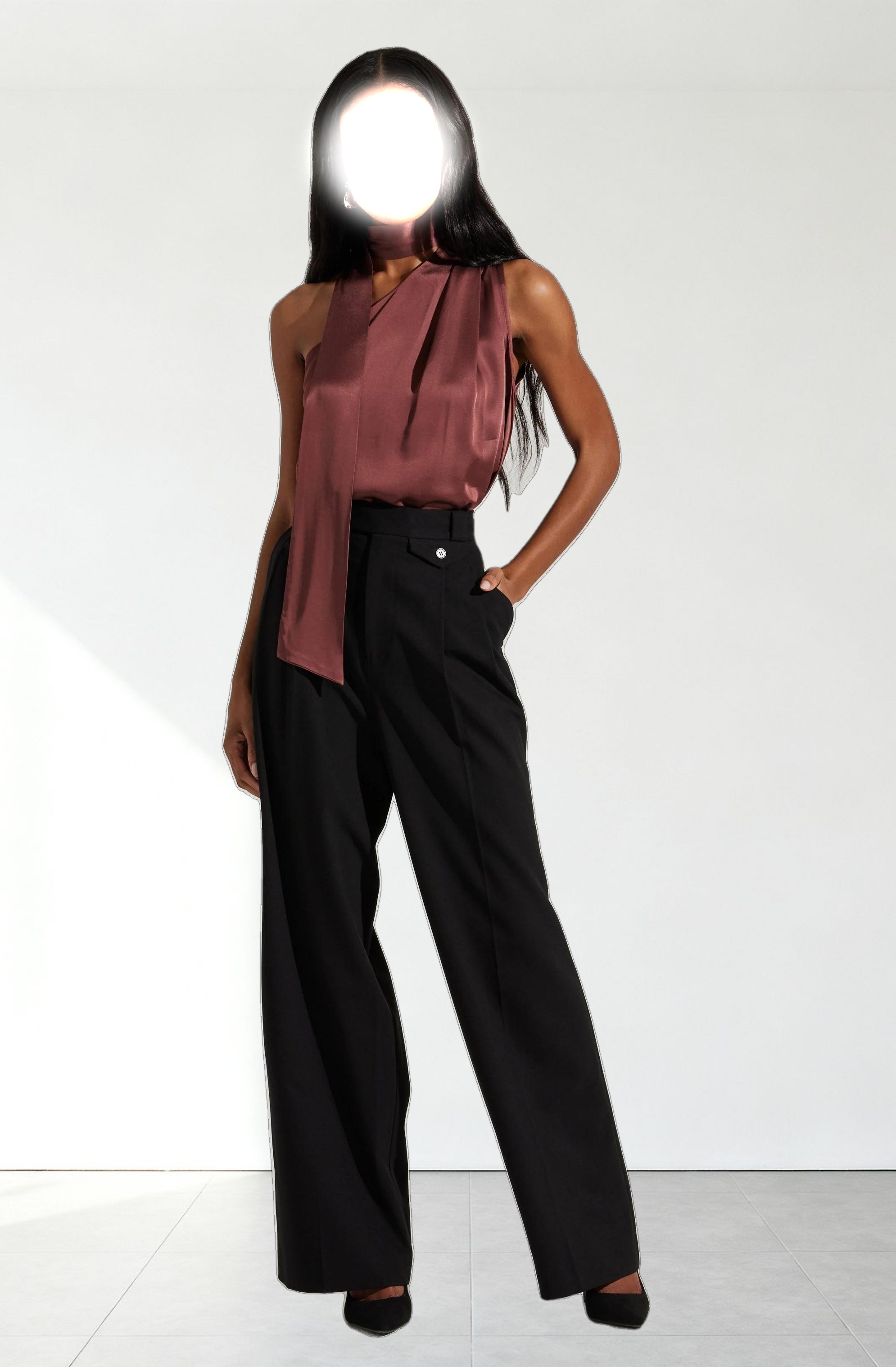 Partia Scarf Detail Asymmetric Top