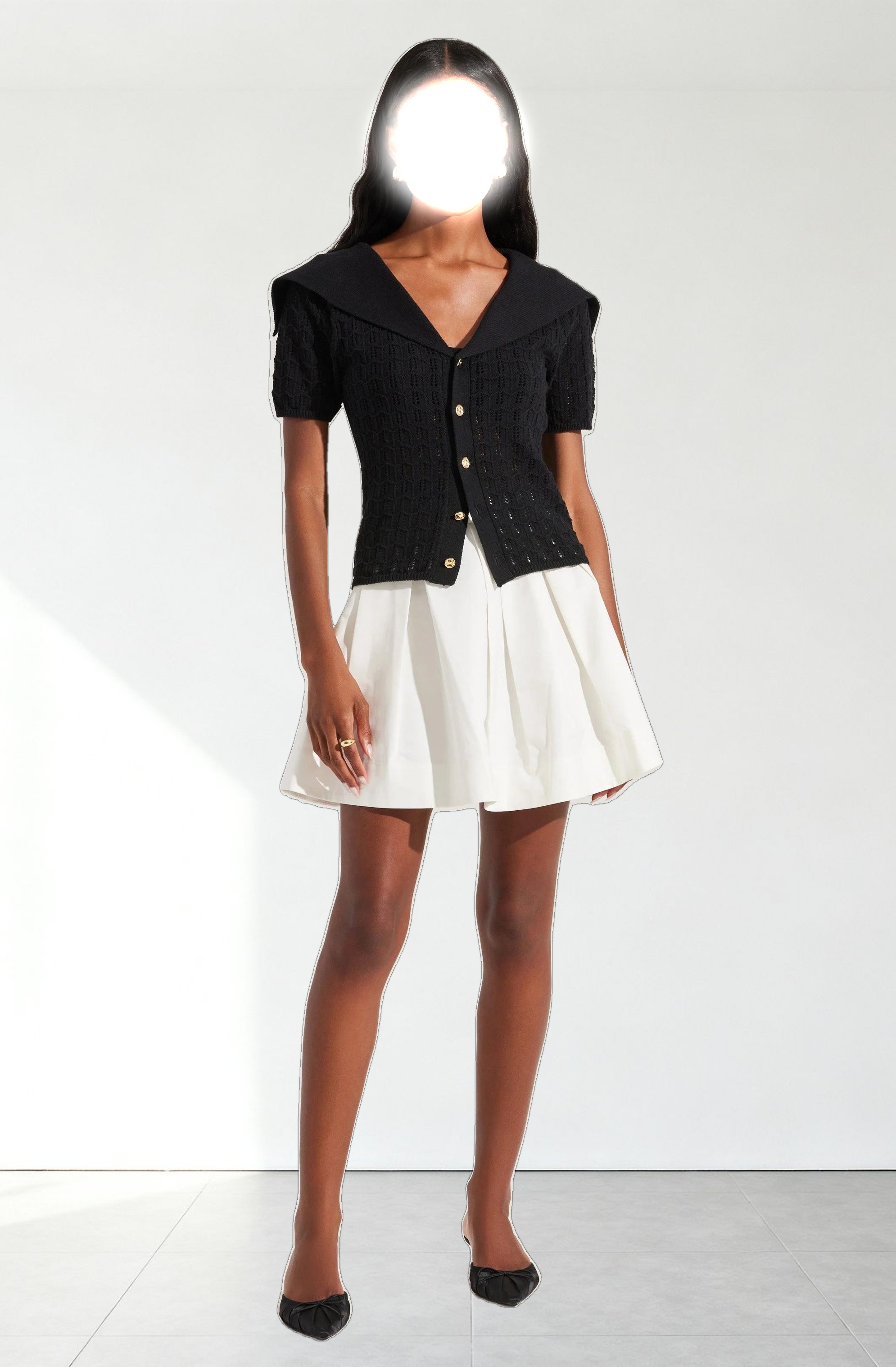 Analissa Pointelle Sailor Collar Cardigan