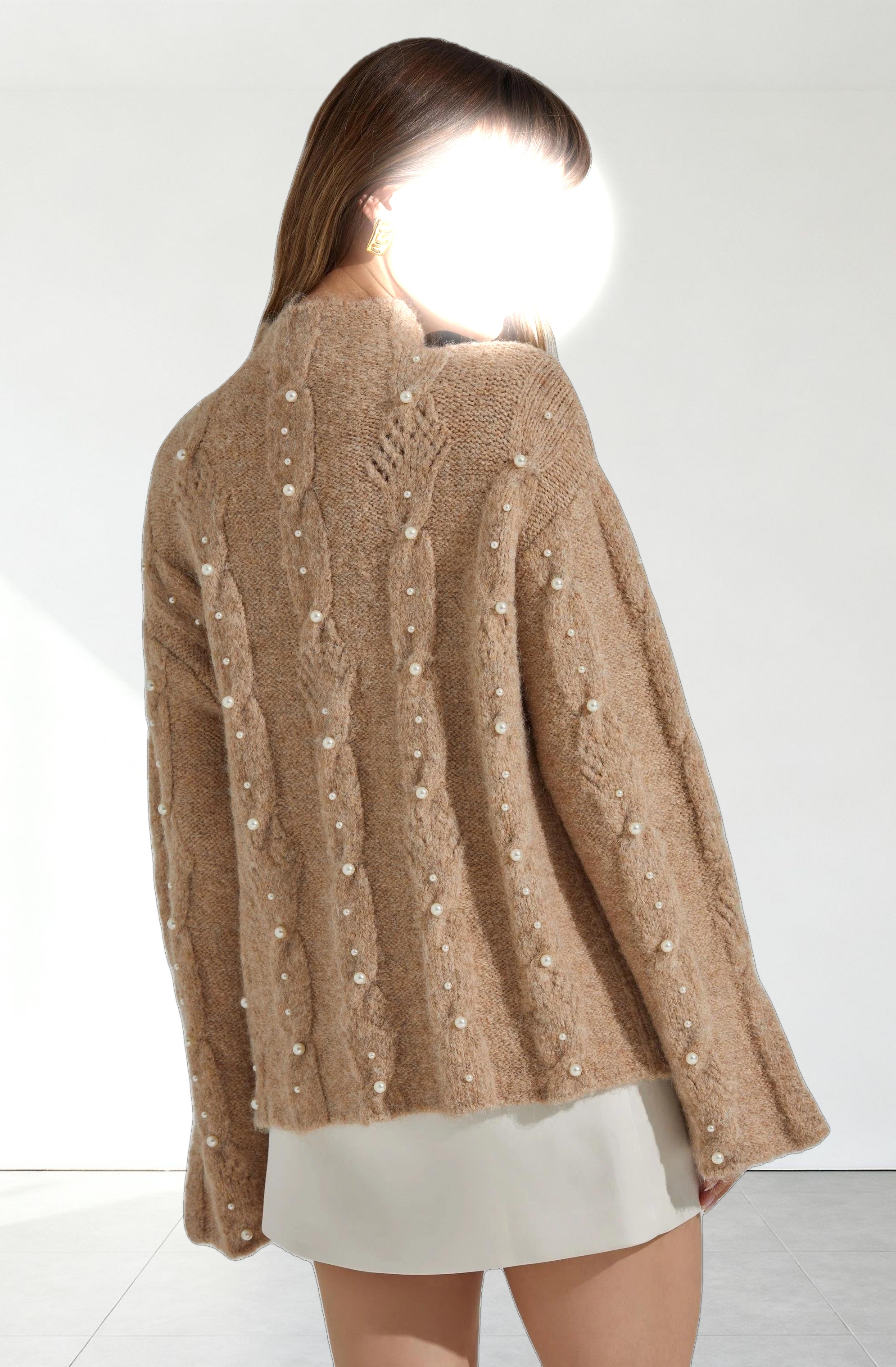 Kit Pearl Cable Knit Sweater