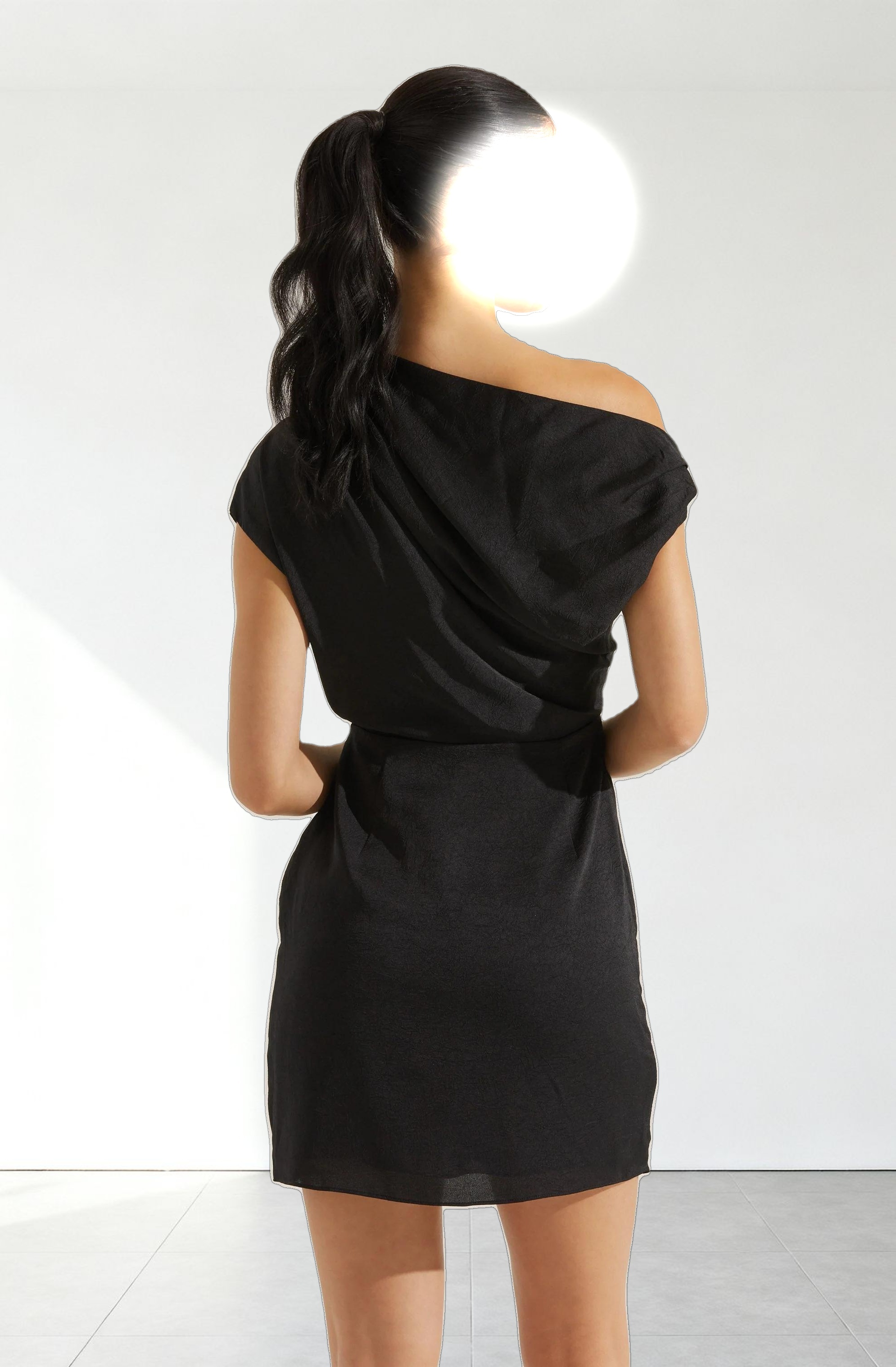 Draped Off Shoulder Mini Dress