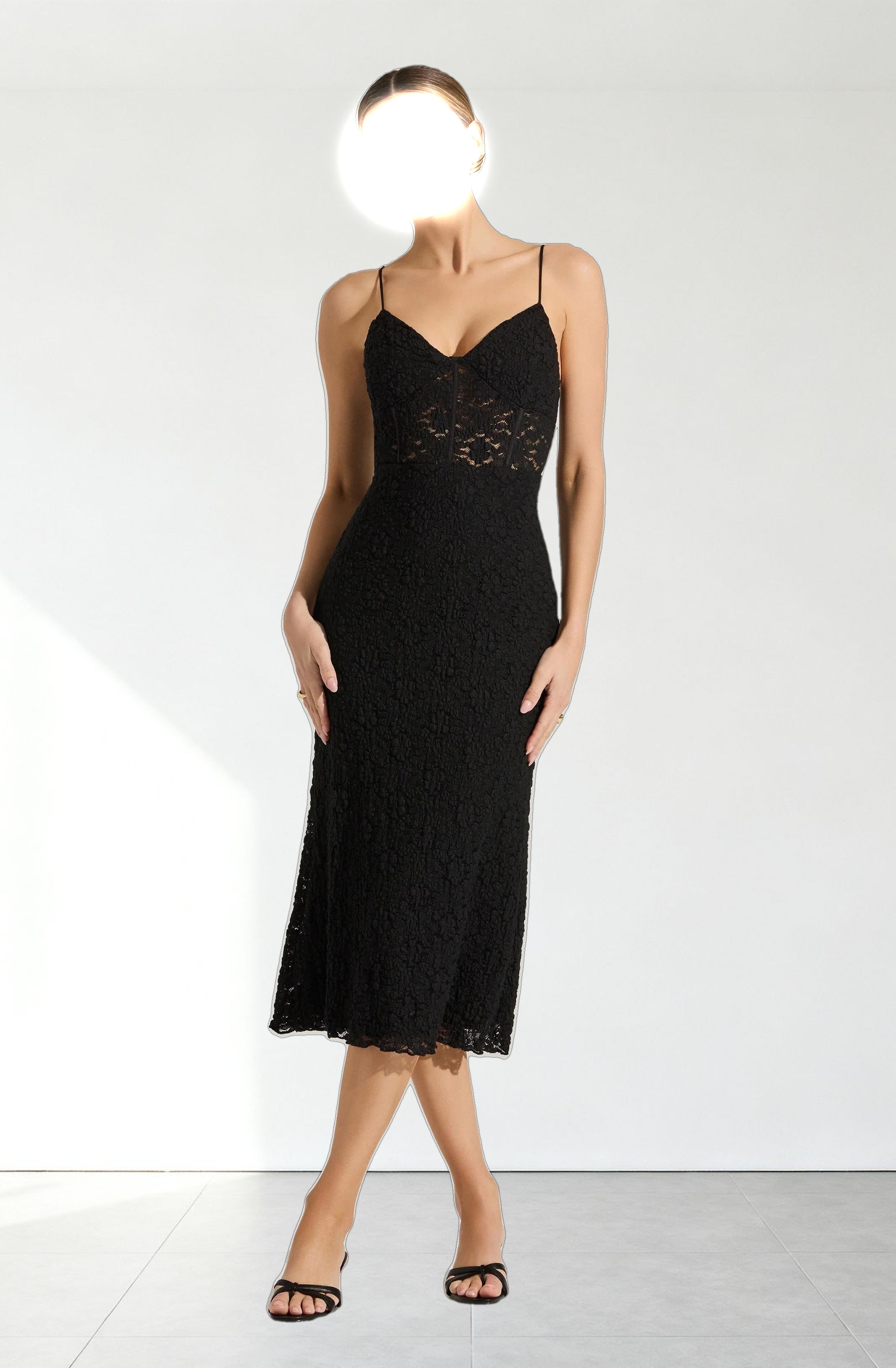 Floral Lace Knit Midi Dress