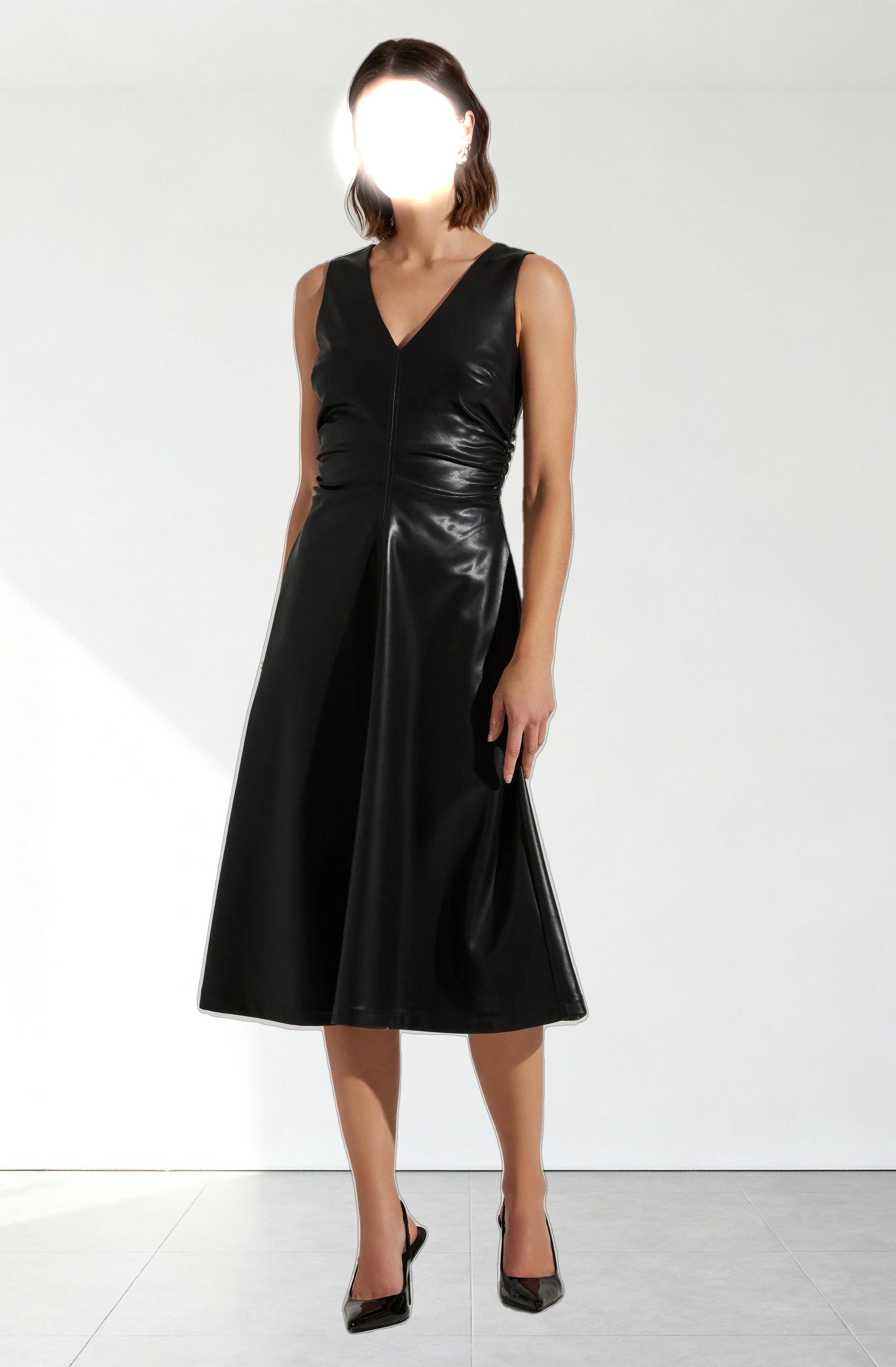 Omaira Faux Leather Midi Dress