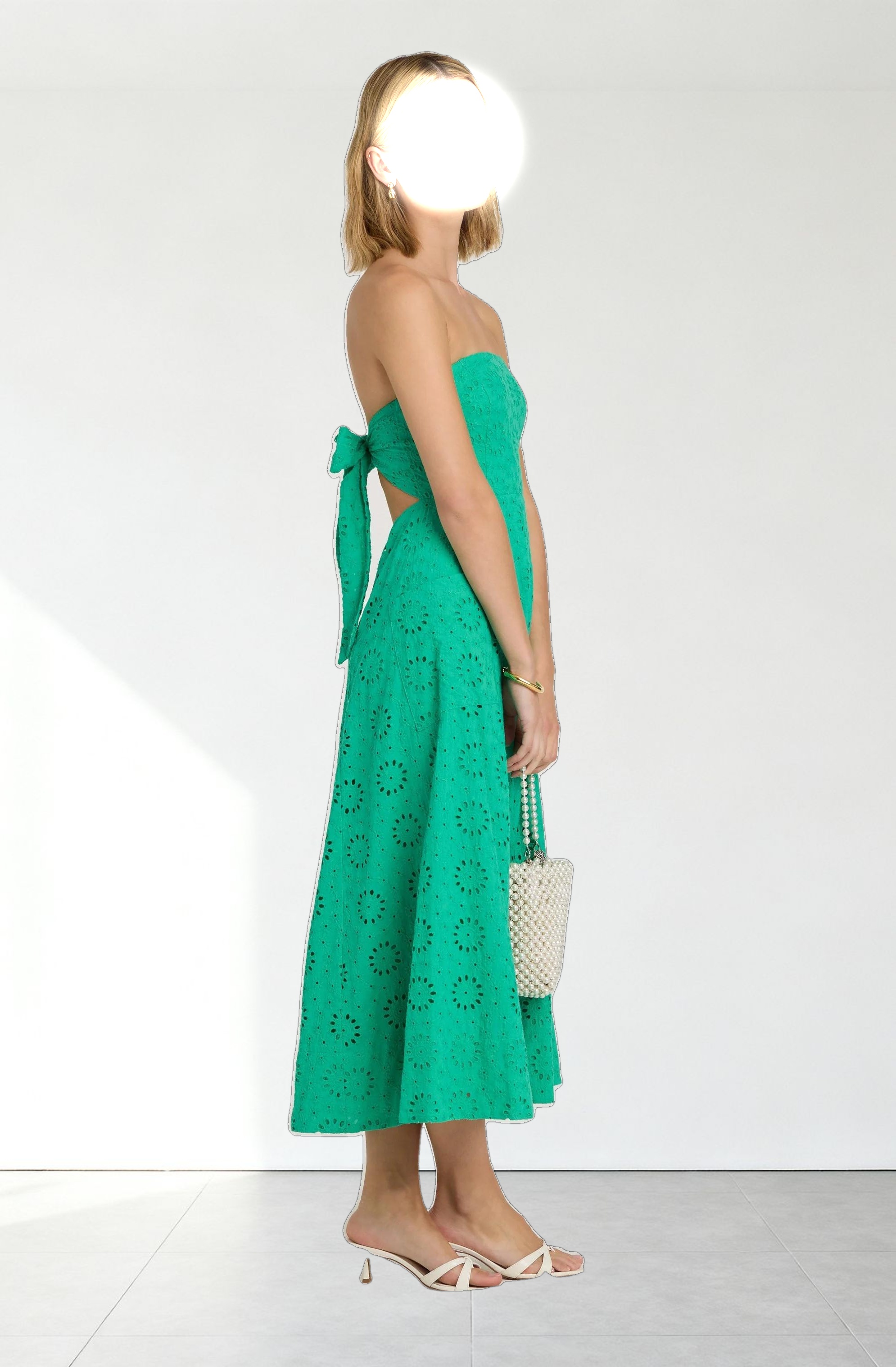 Eyelet Strapless Midi Dress