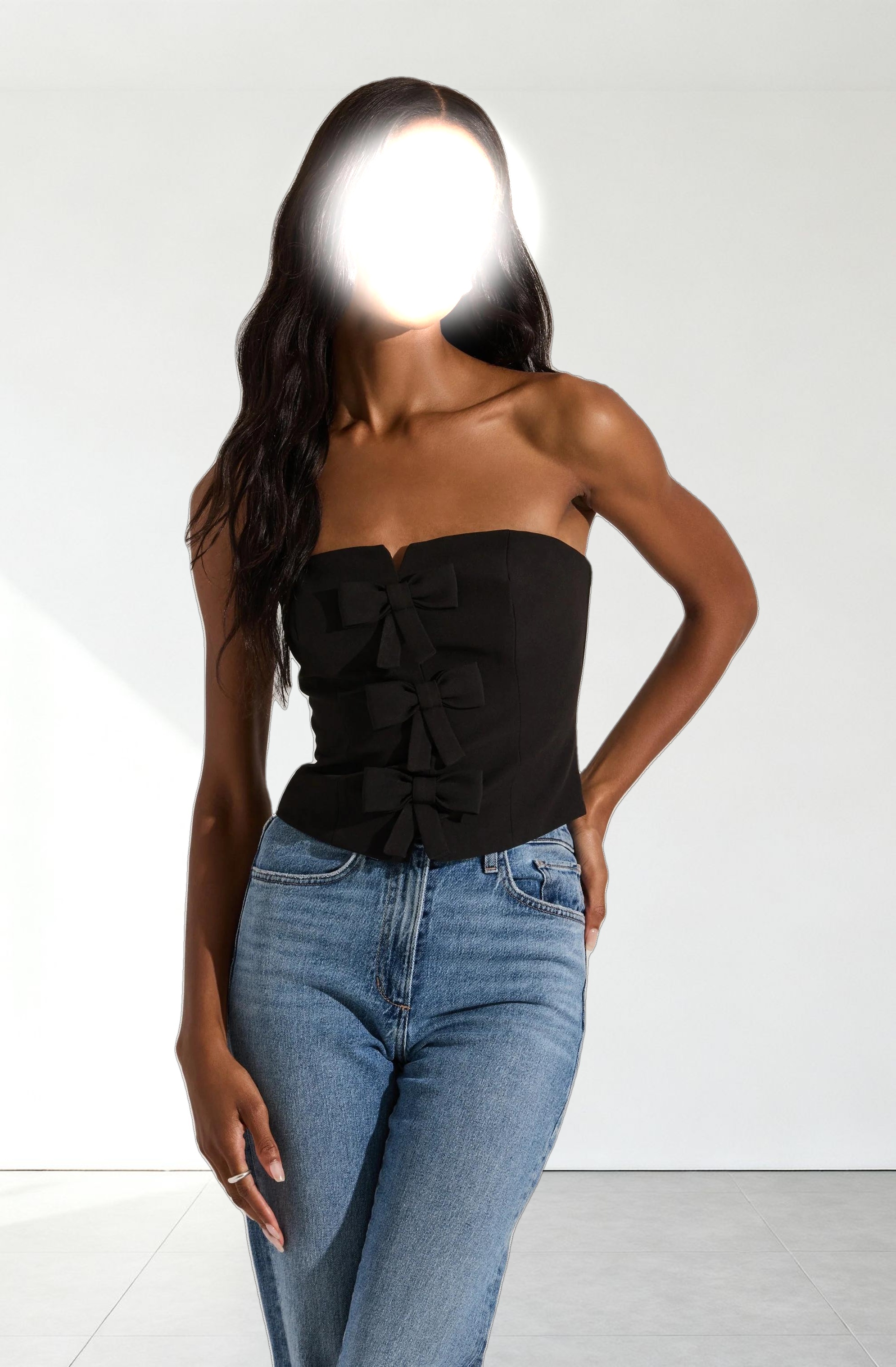 Strapless Bow Bustier Top