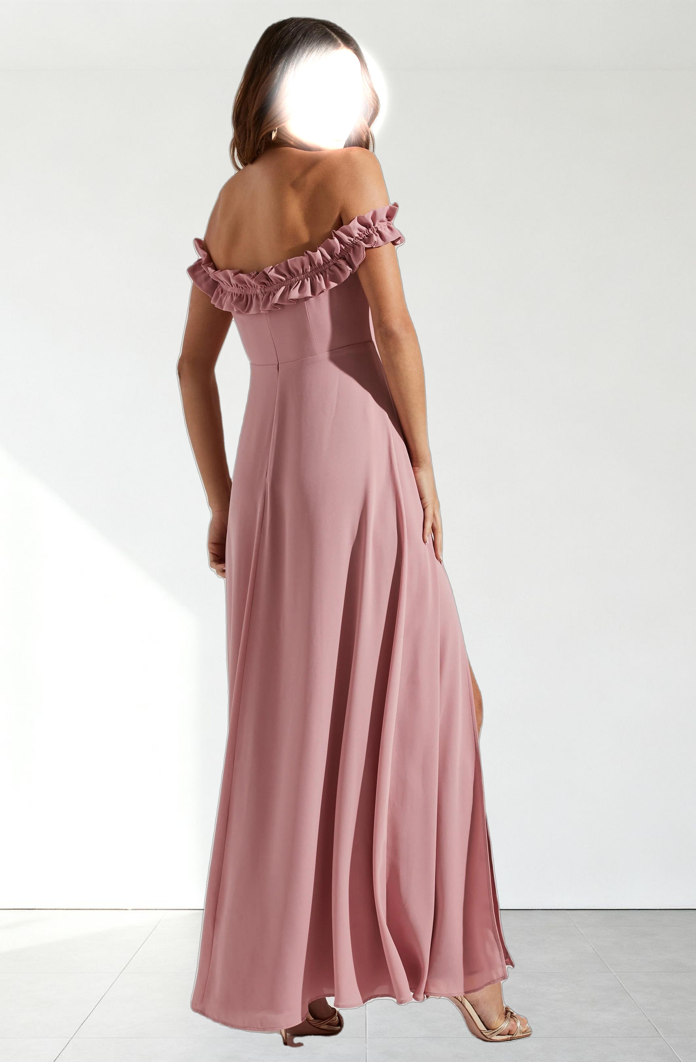Venetia Off Shoulder Ruffle Trim Maxi Dress