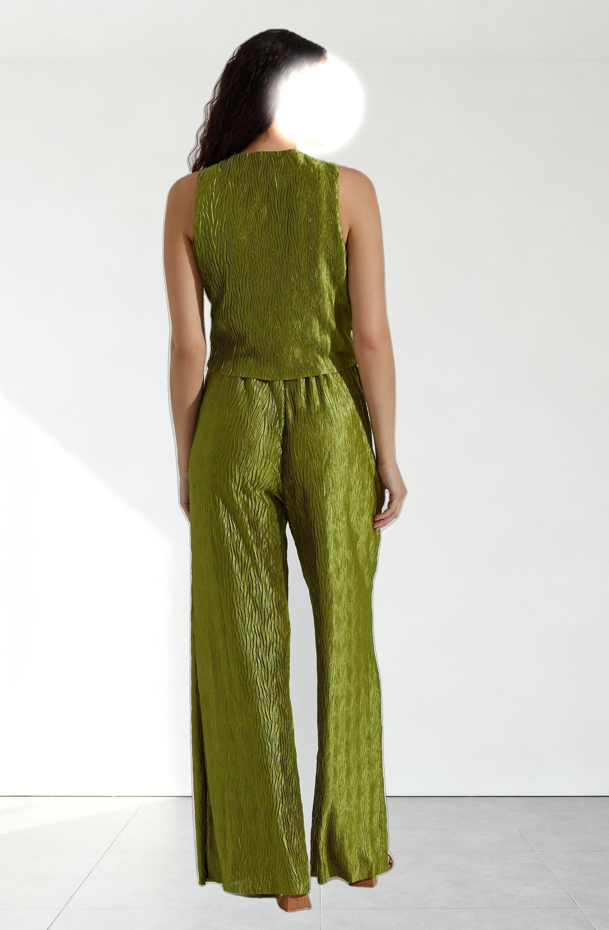 Wide Leg Plisse Pants