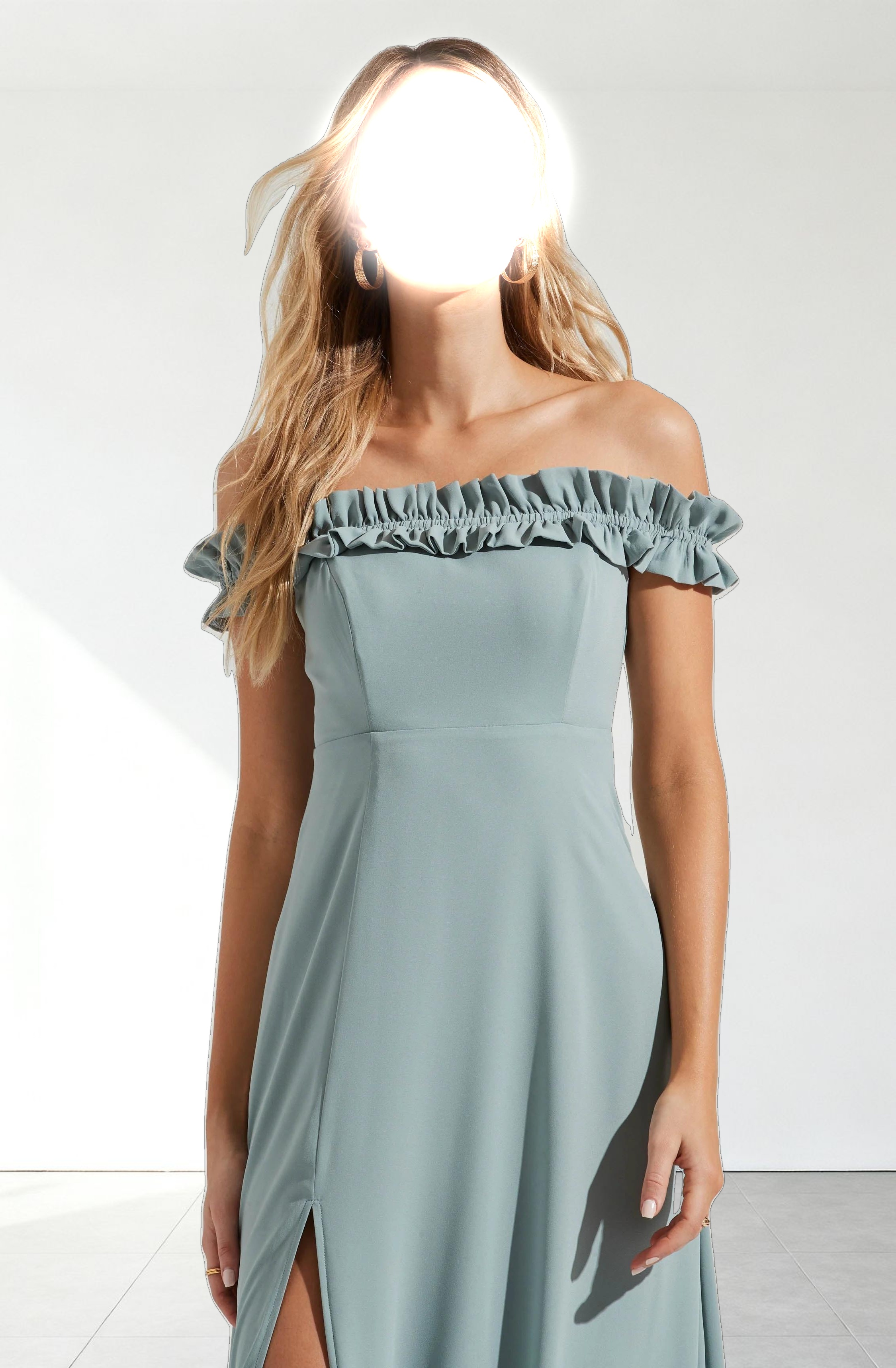 Venetia Off Shoulder Ruffle Trim Maxi Dress