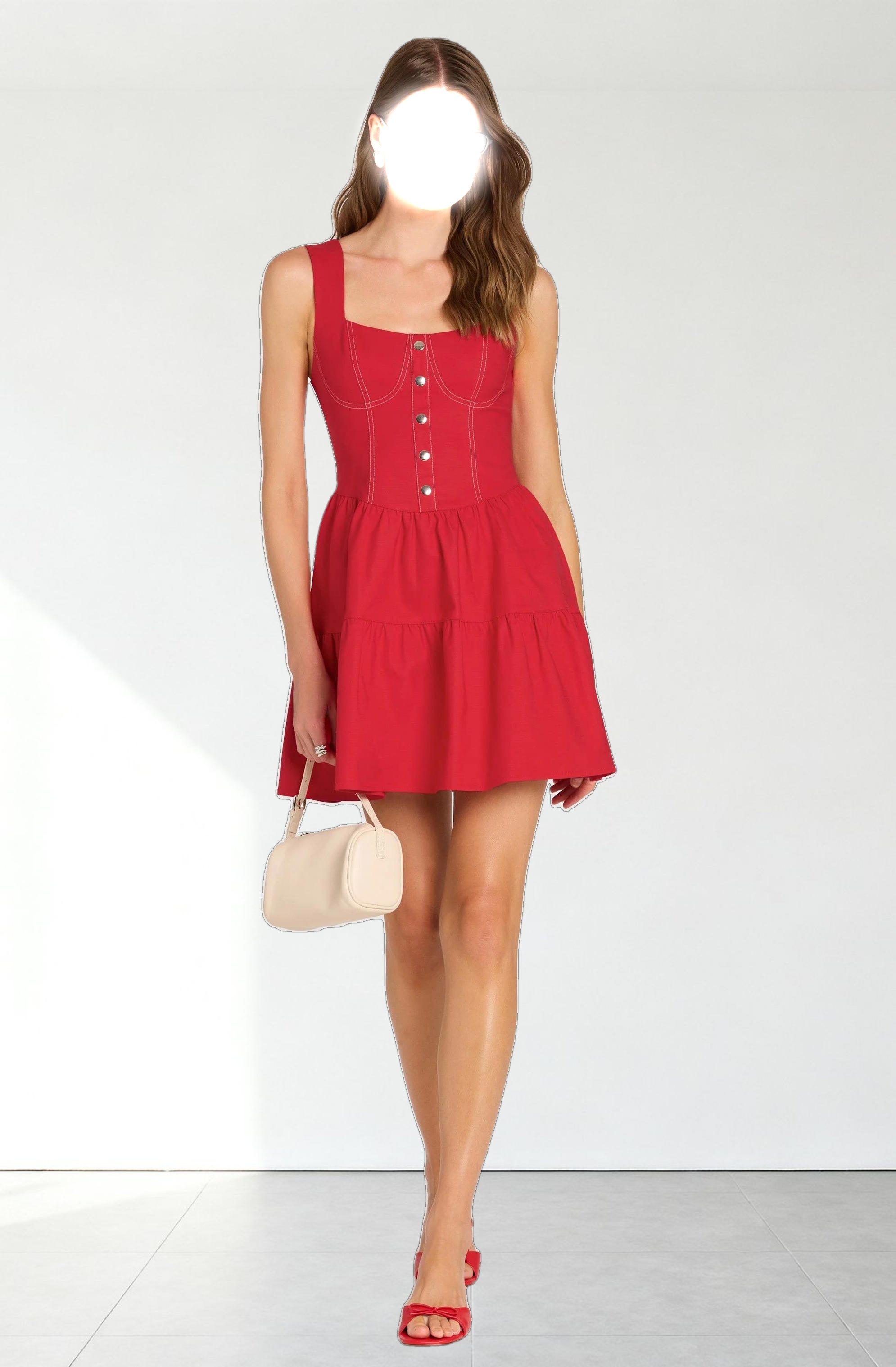 Tiered Stitch Detail Mini Dress