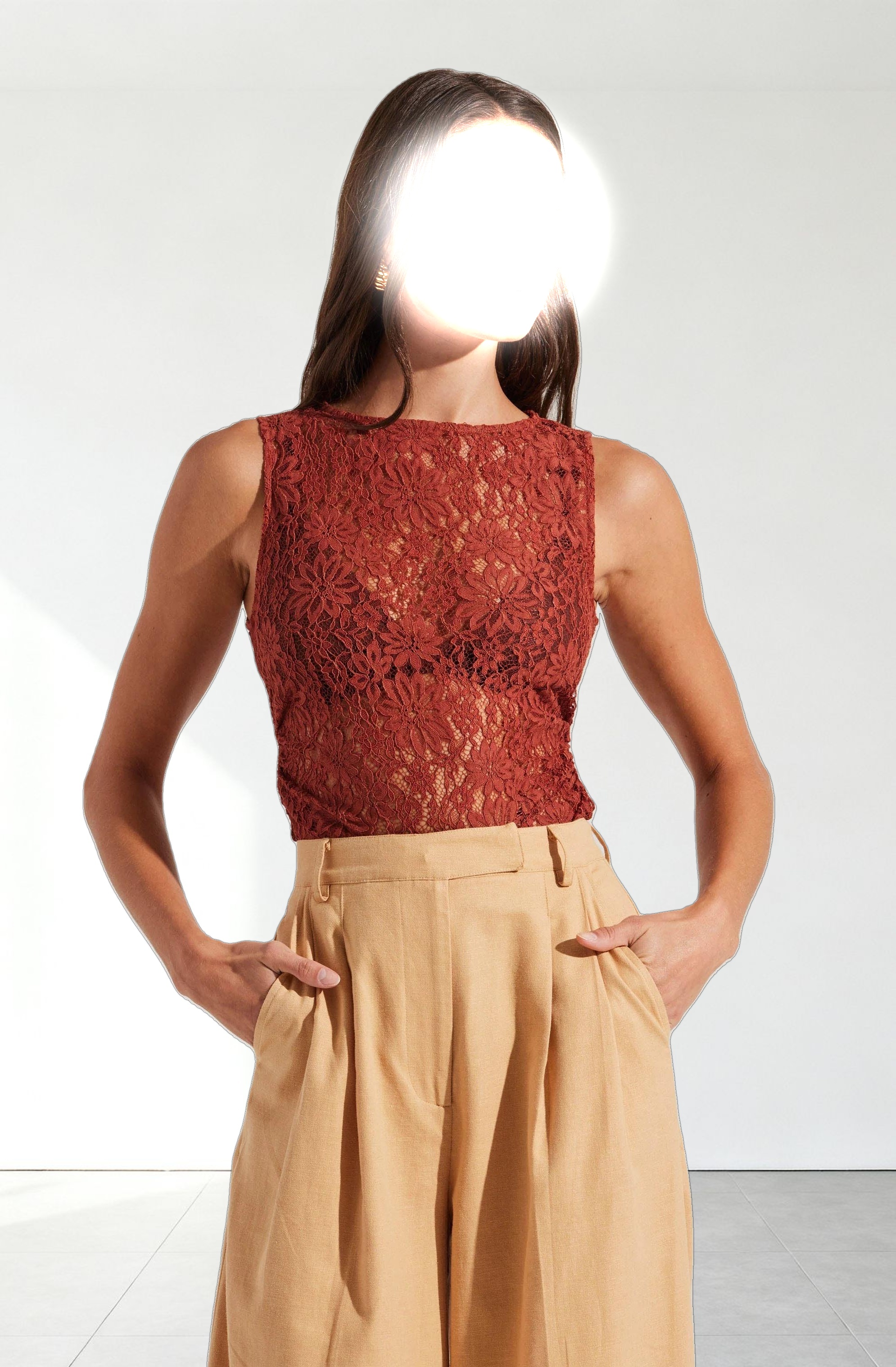 Kairi Lace High Neck Top