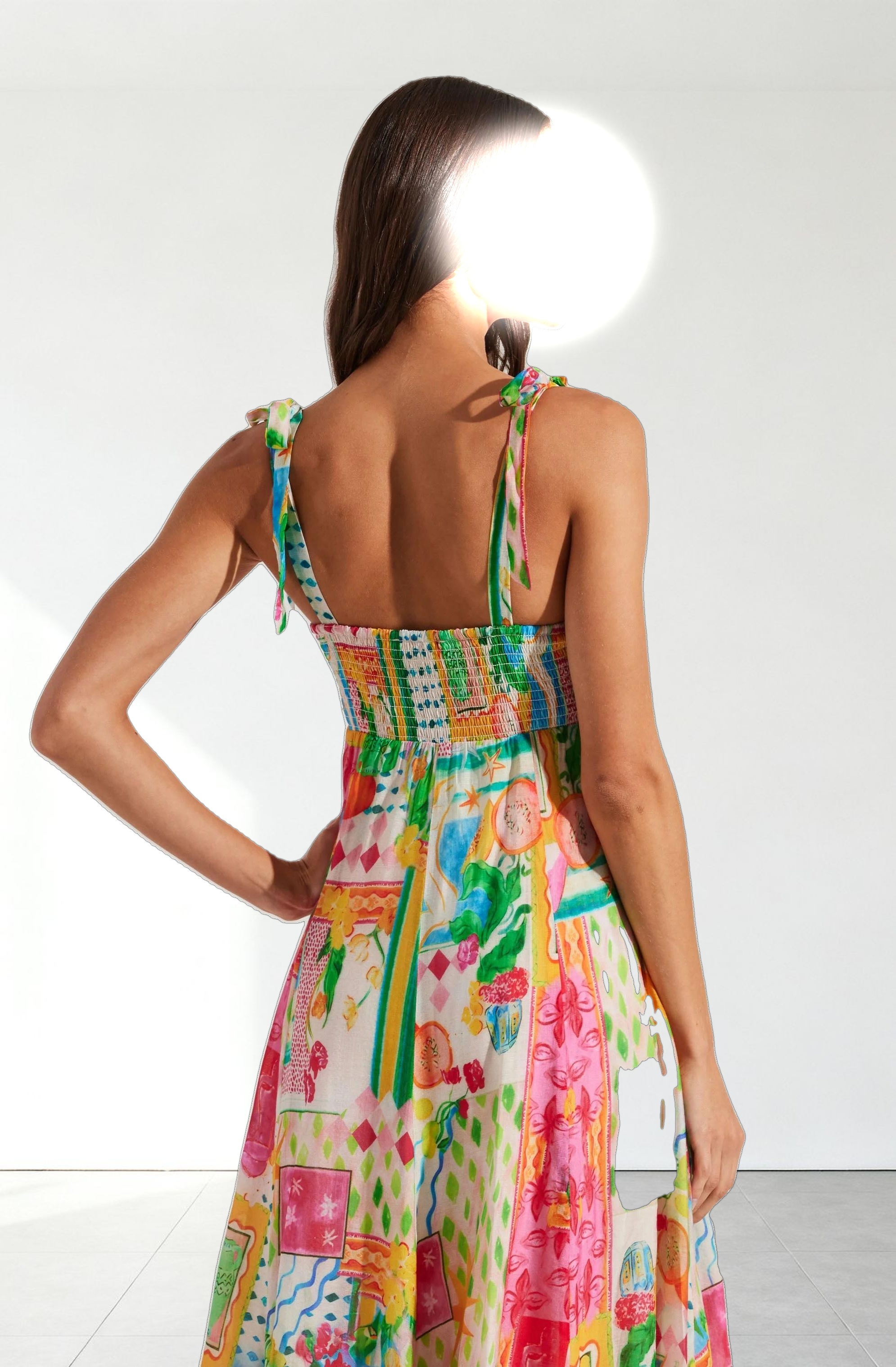 Shiann Patchwork Print Midi Dress