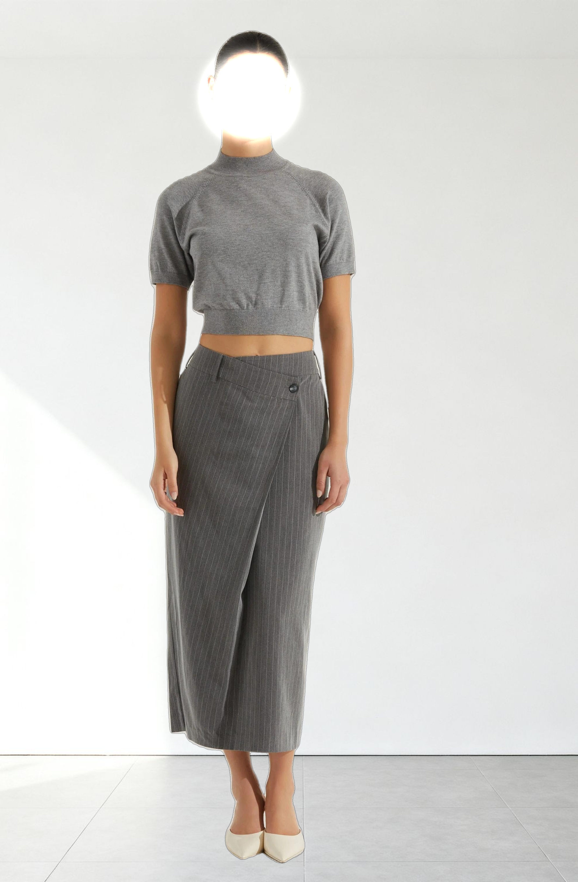 Pinstripe Asymmetrical Waist Skirt