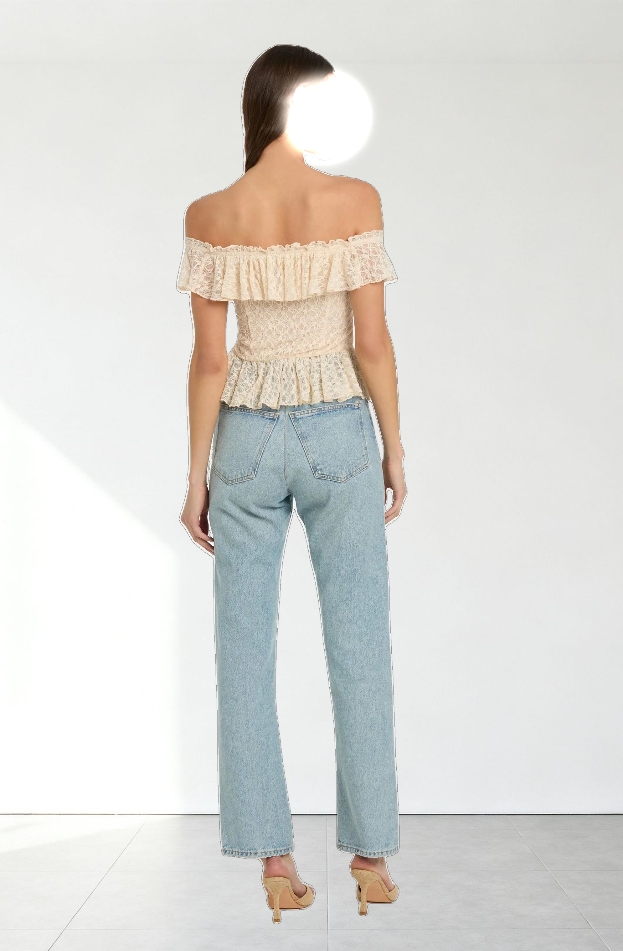 Lace Off Shoulder Ruffle Top