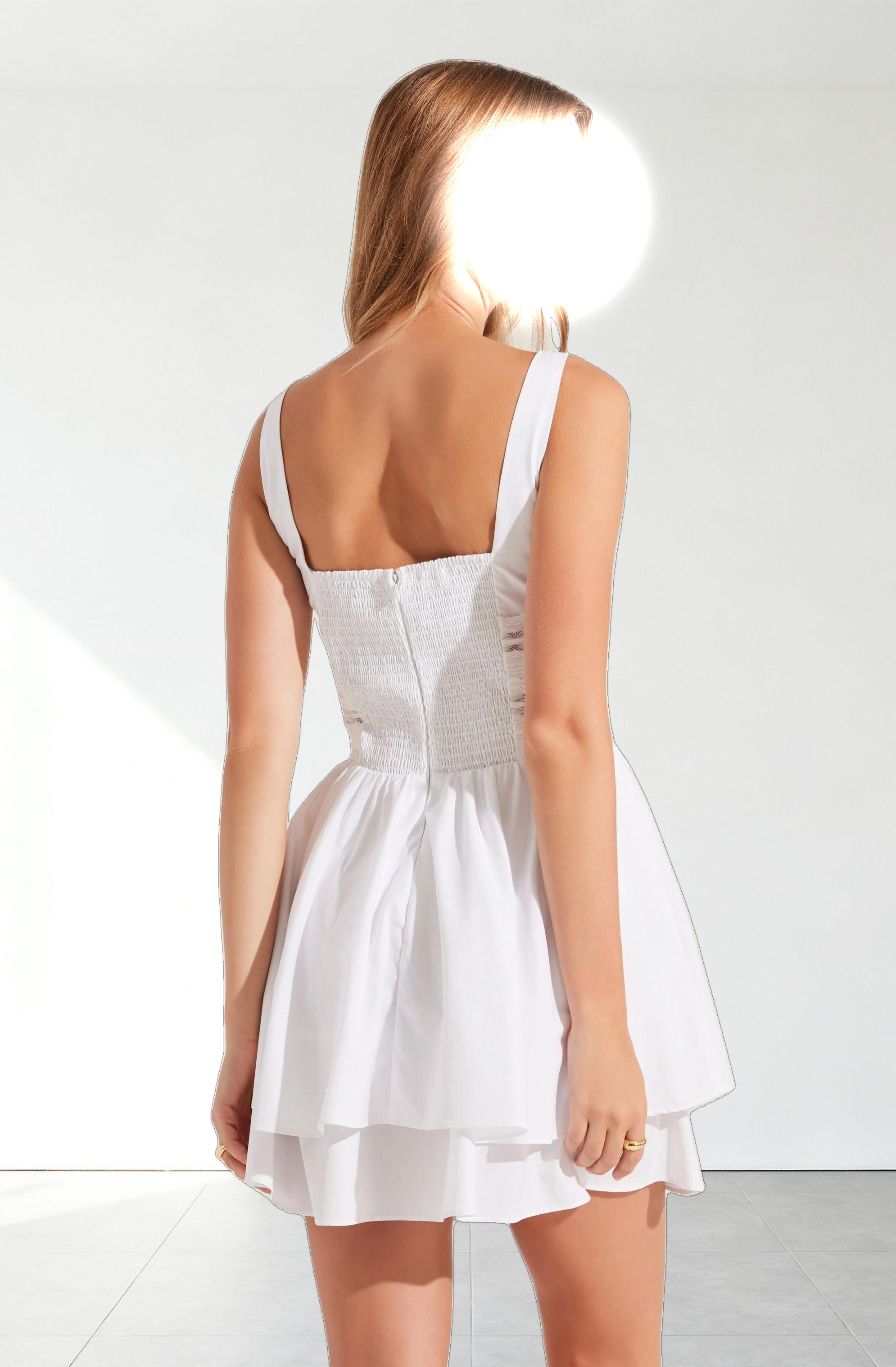 Melaine Lace Trim Mini Dress