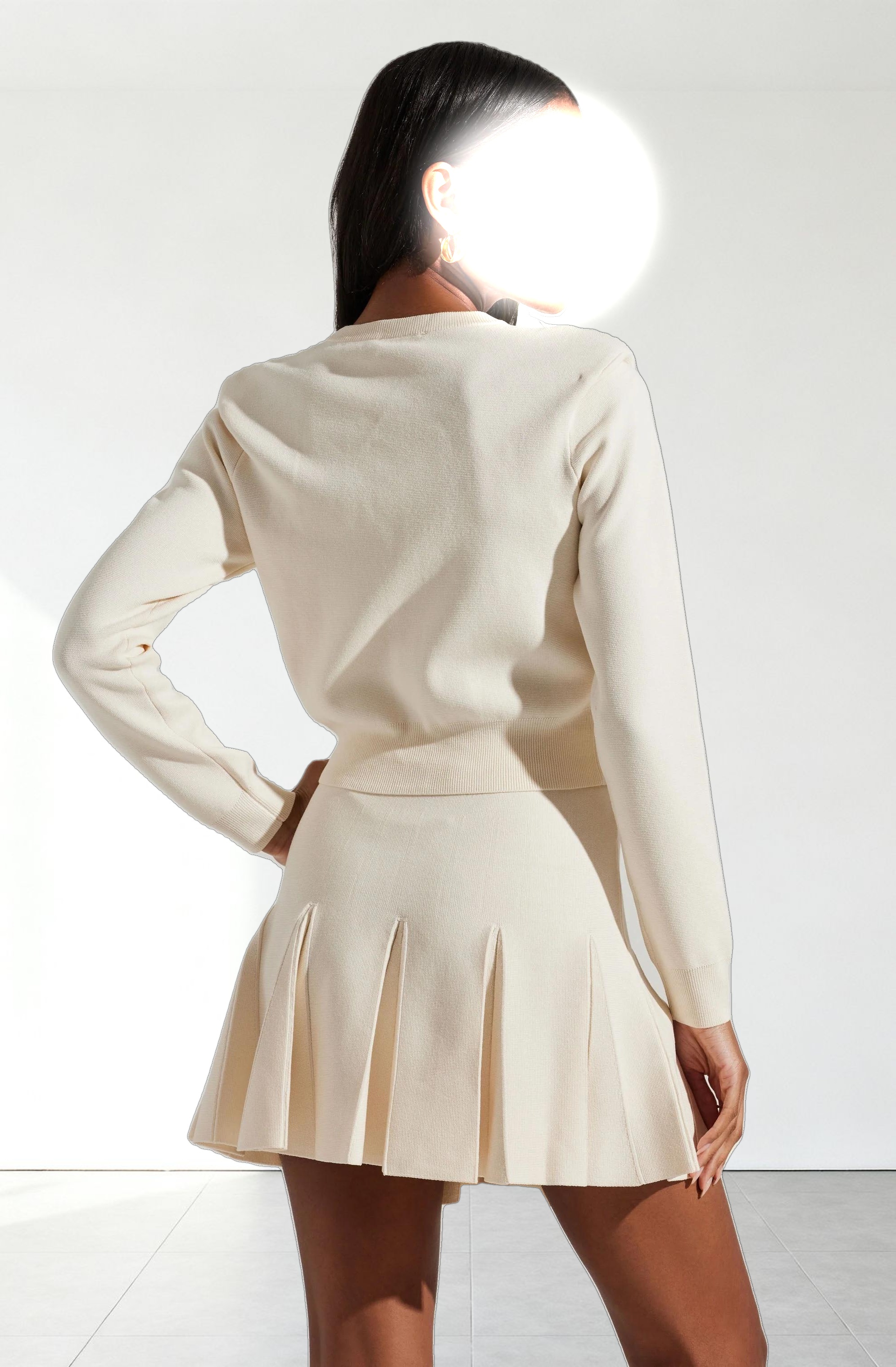 Denisa Faux Pearl Button Cardigan