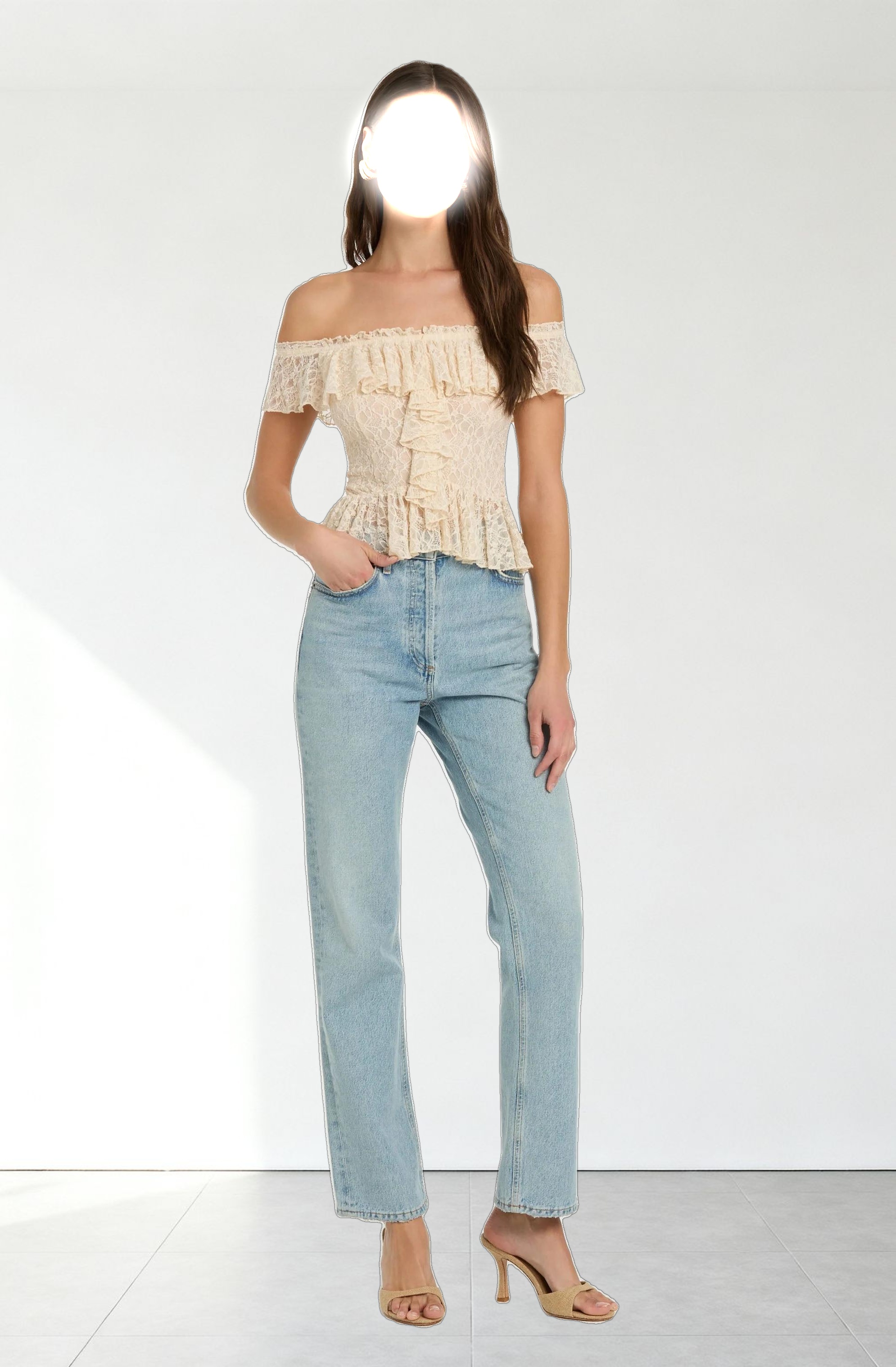 Lace Off Shoulder Ruffle Top