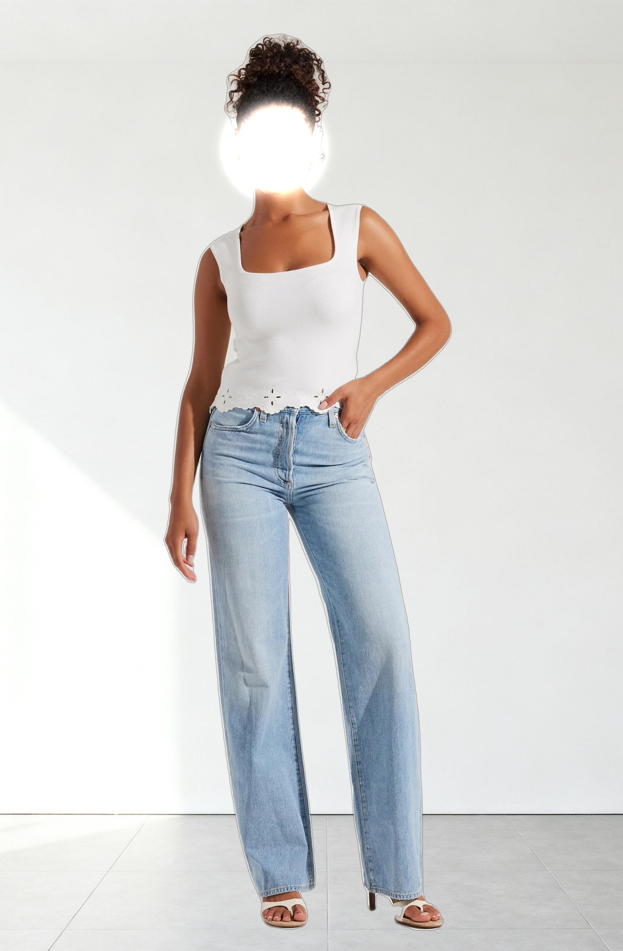 Ellamay Embroidered Trim Sweater Top