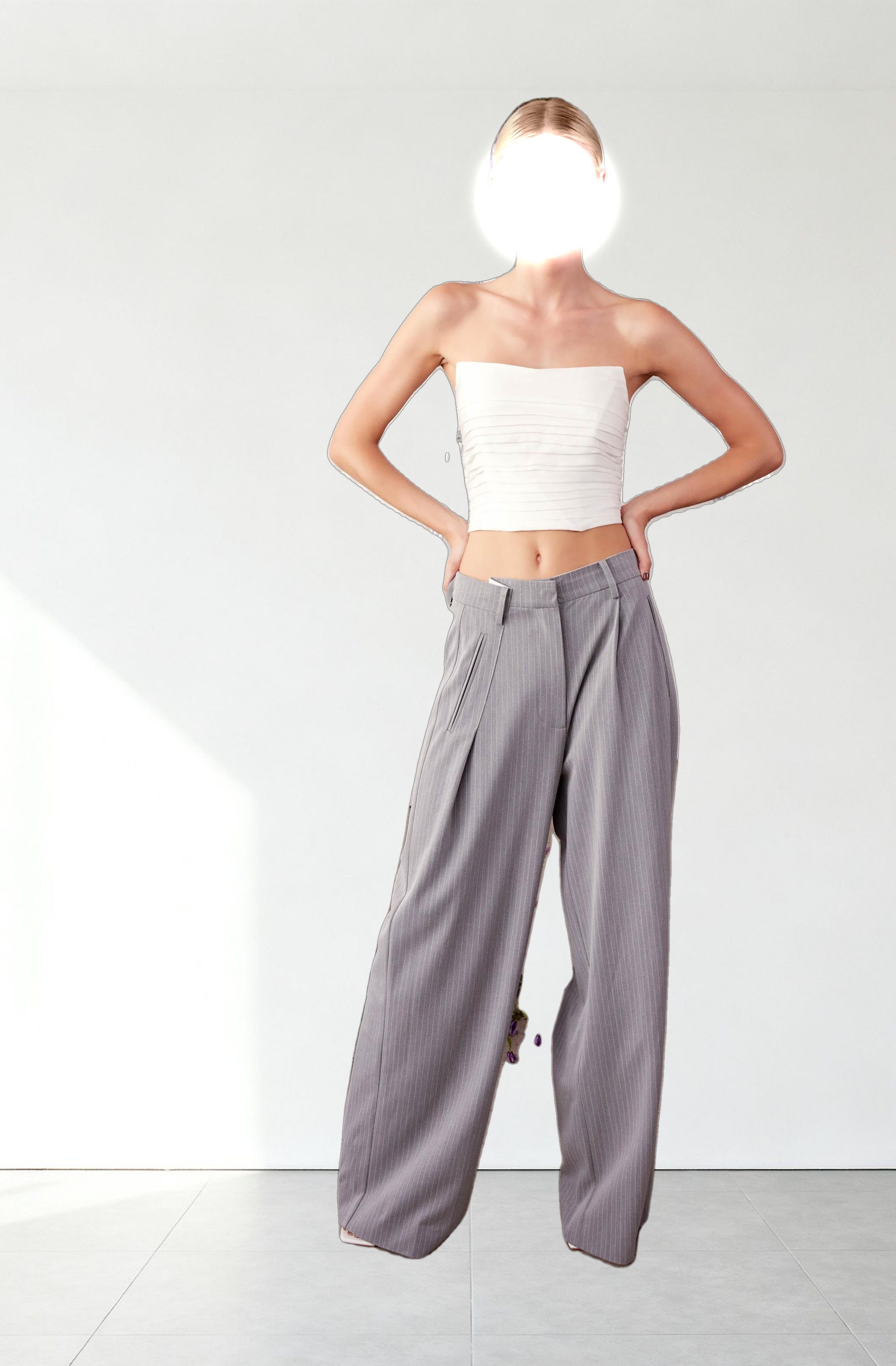 Dawson Pinstripe Asymmetric Wide Leg Pants