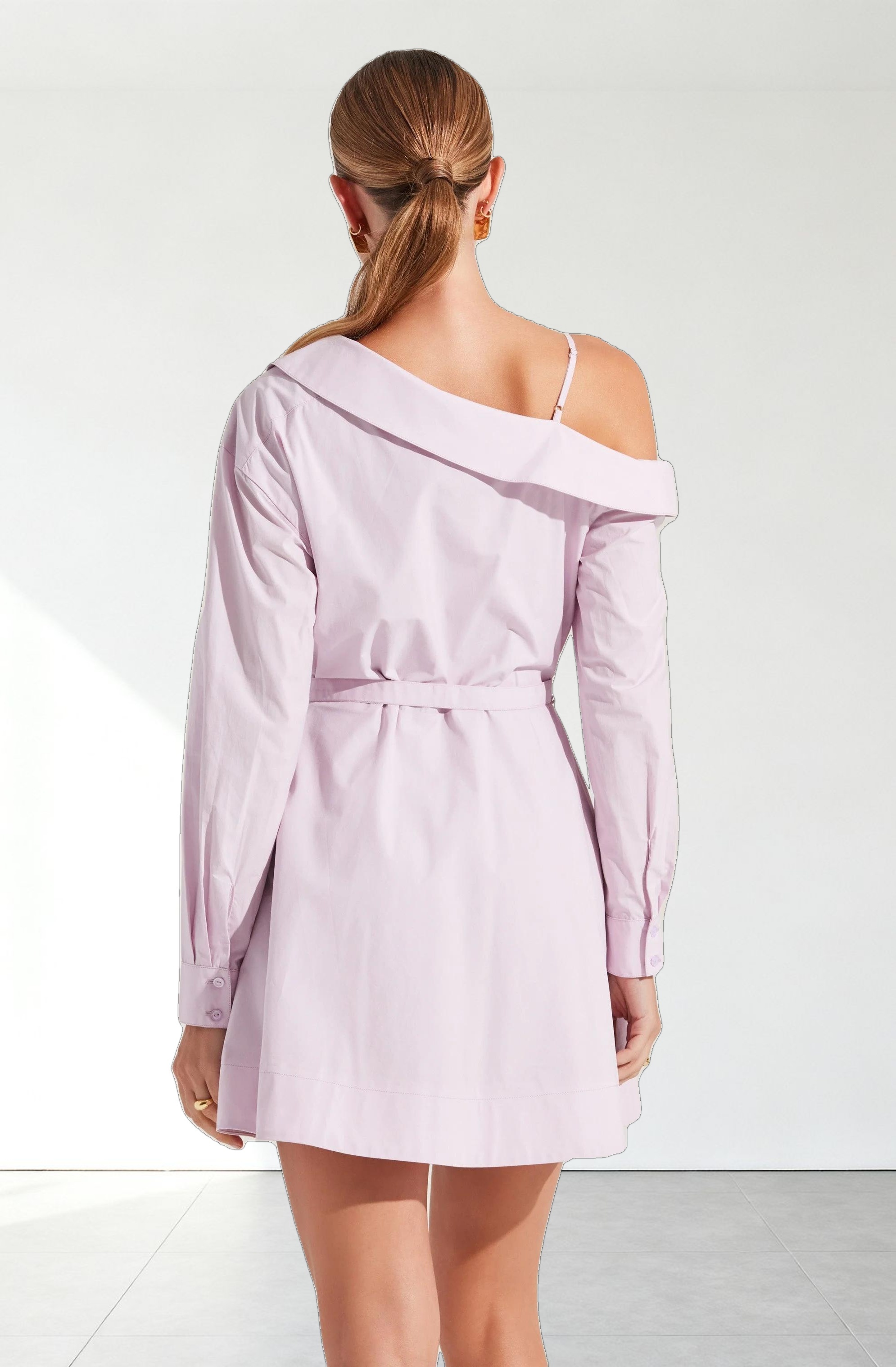 Aveni Off Shoulder Mini Shirt Dress