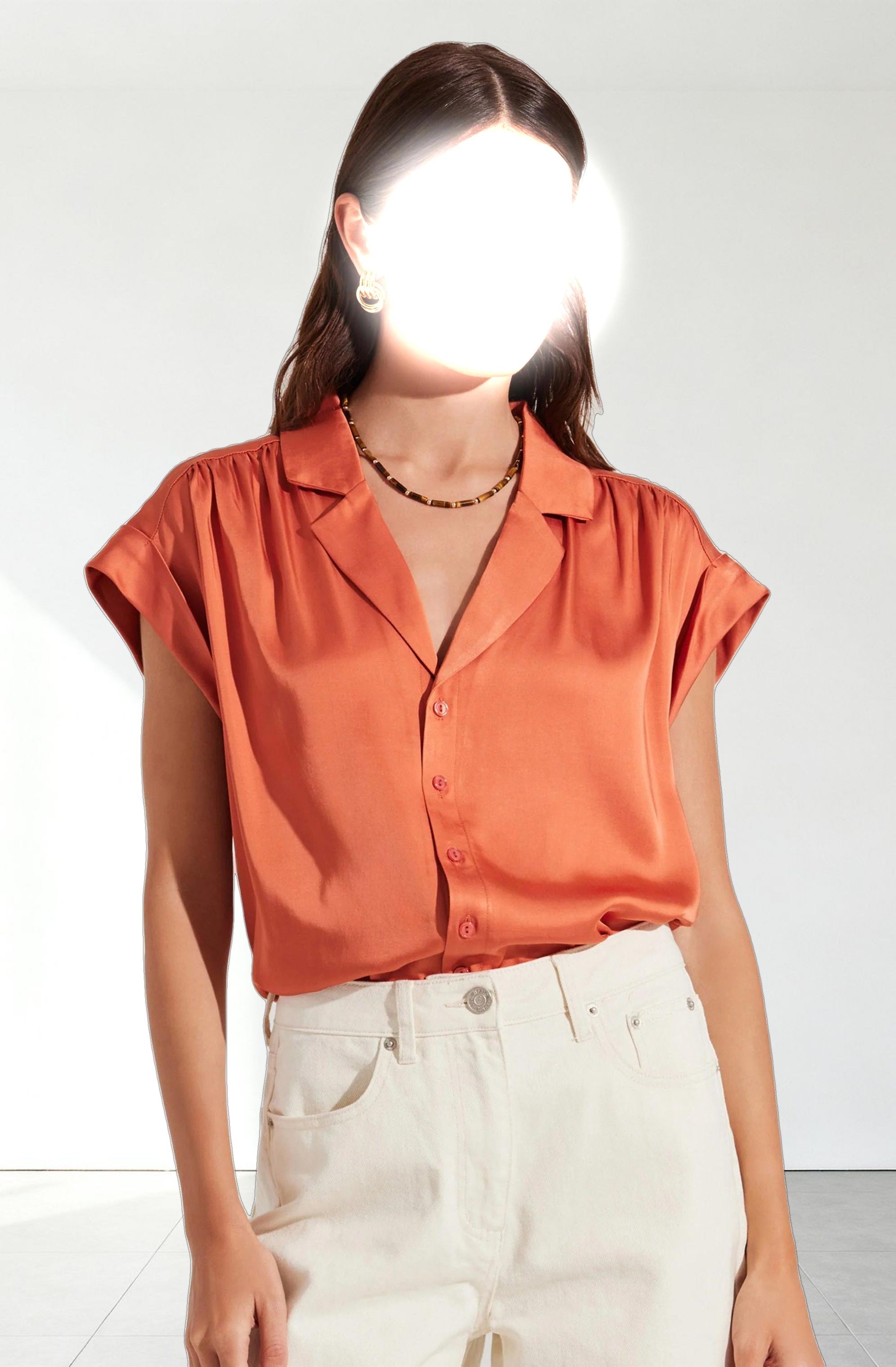 Callen Satin Button Up Top