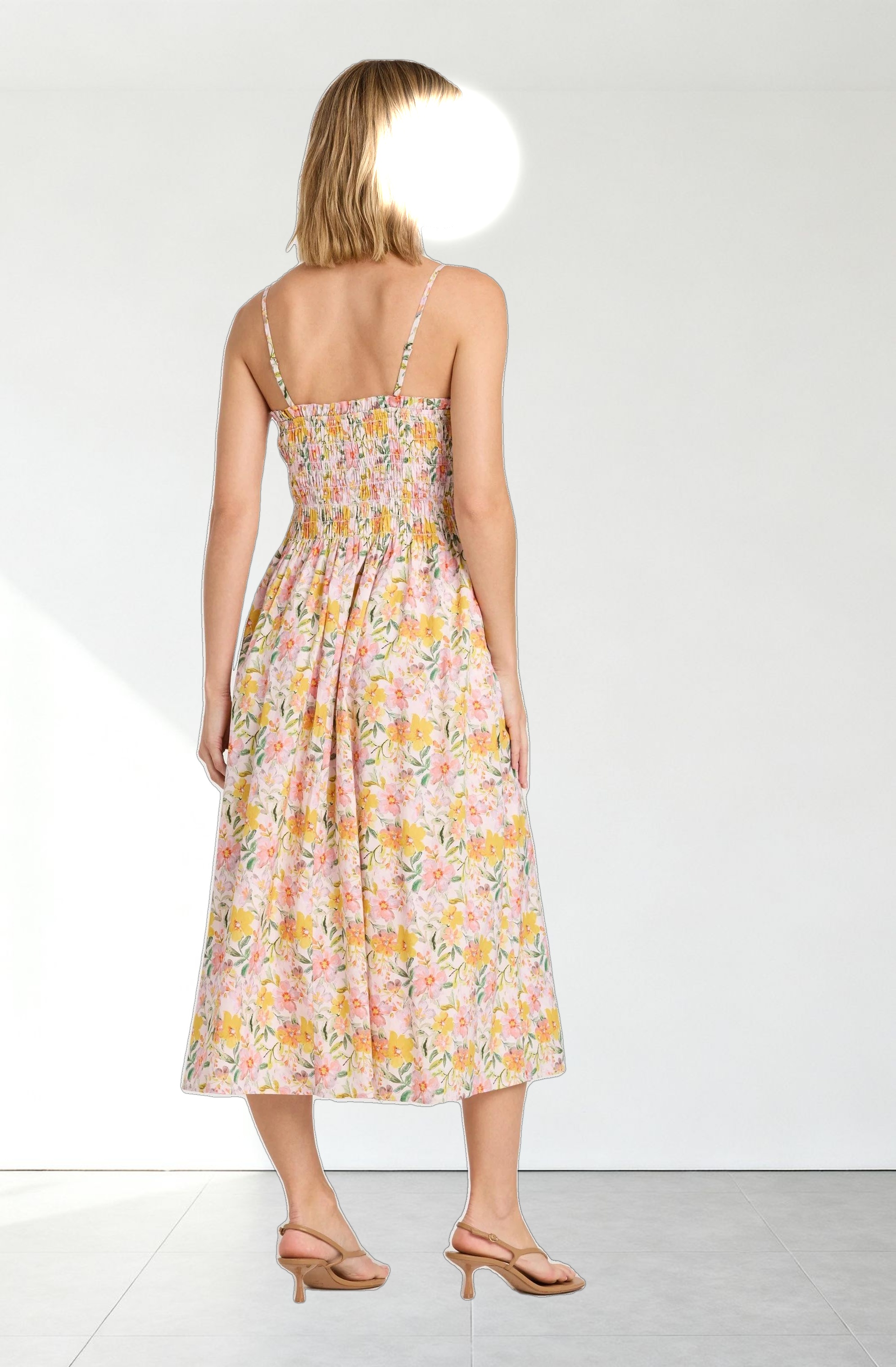 Smocked Floral Midi Dress