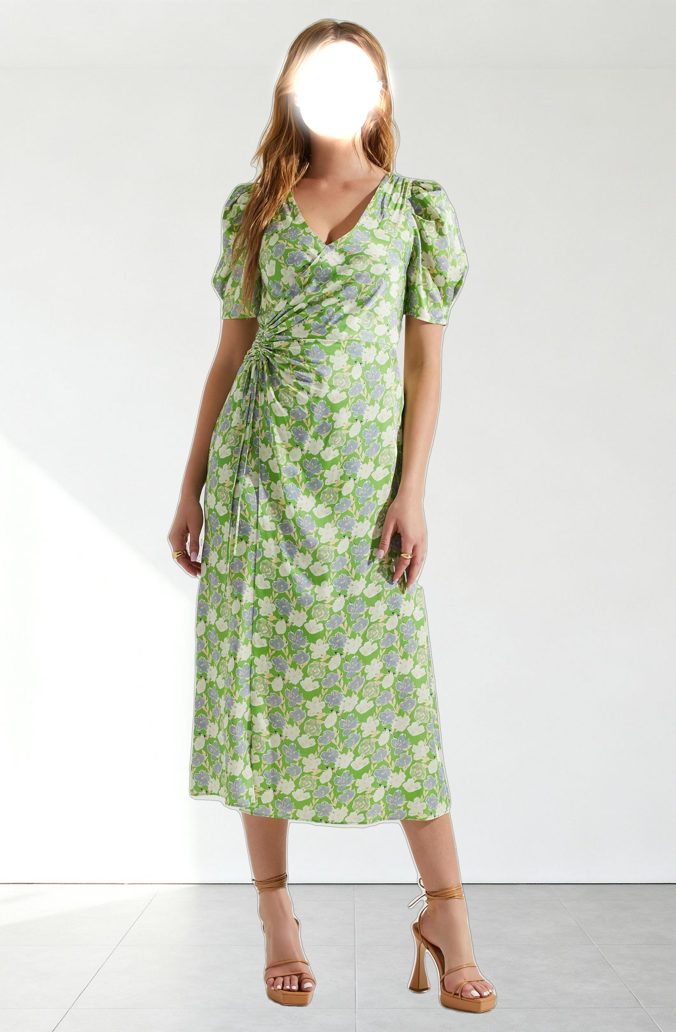 Martina Floral Ruched Midi Dress