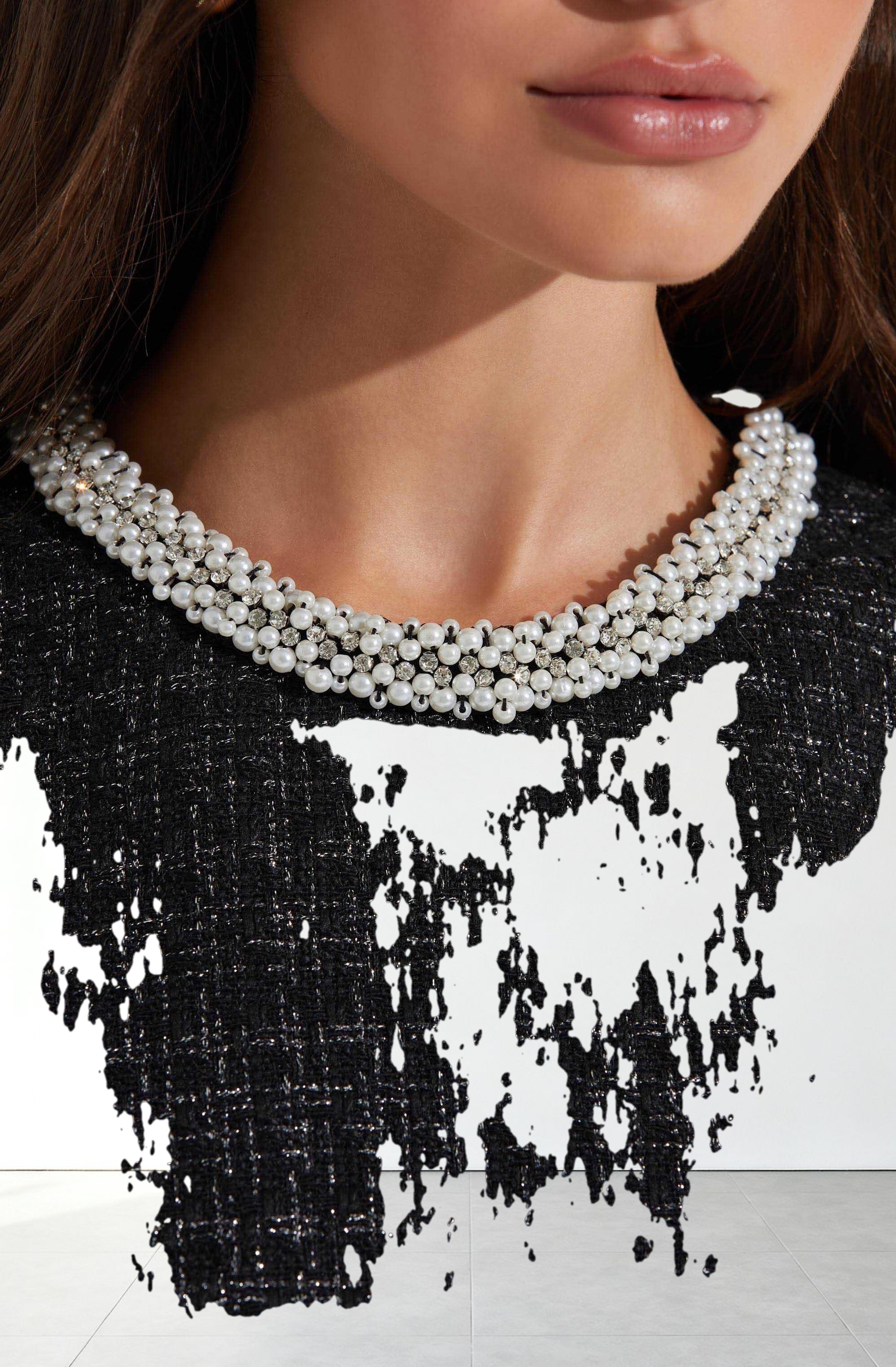 Althea Tweed Pearl Collar Mini Dress