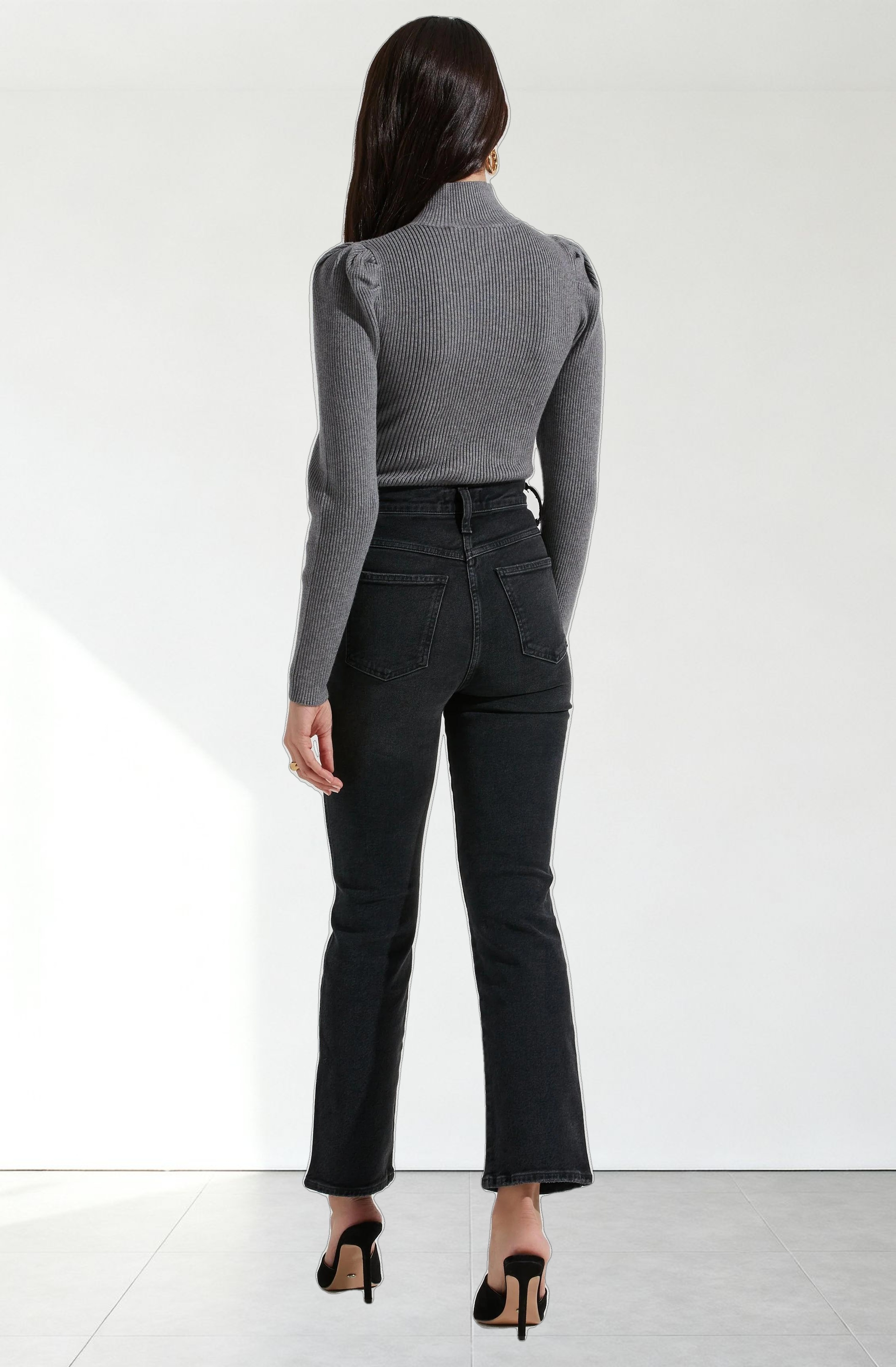 Front Cutout Long Sleeve Sweater Bodysuit