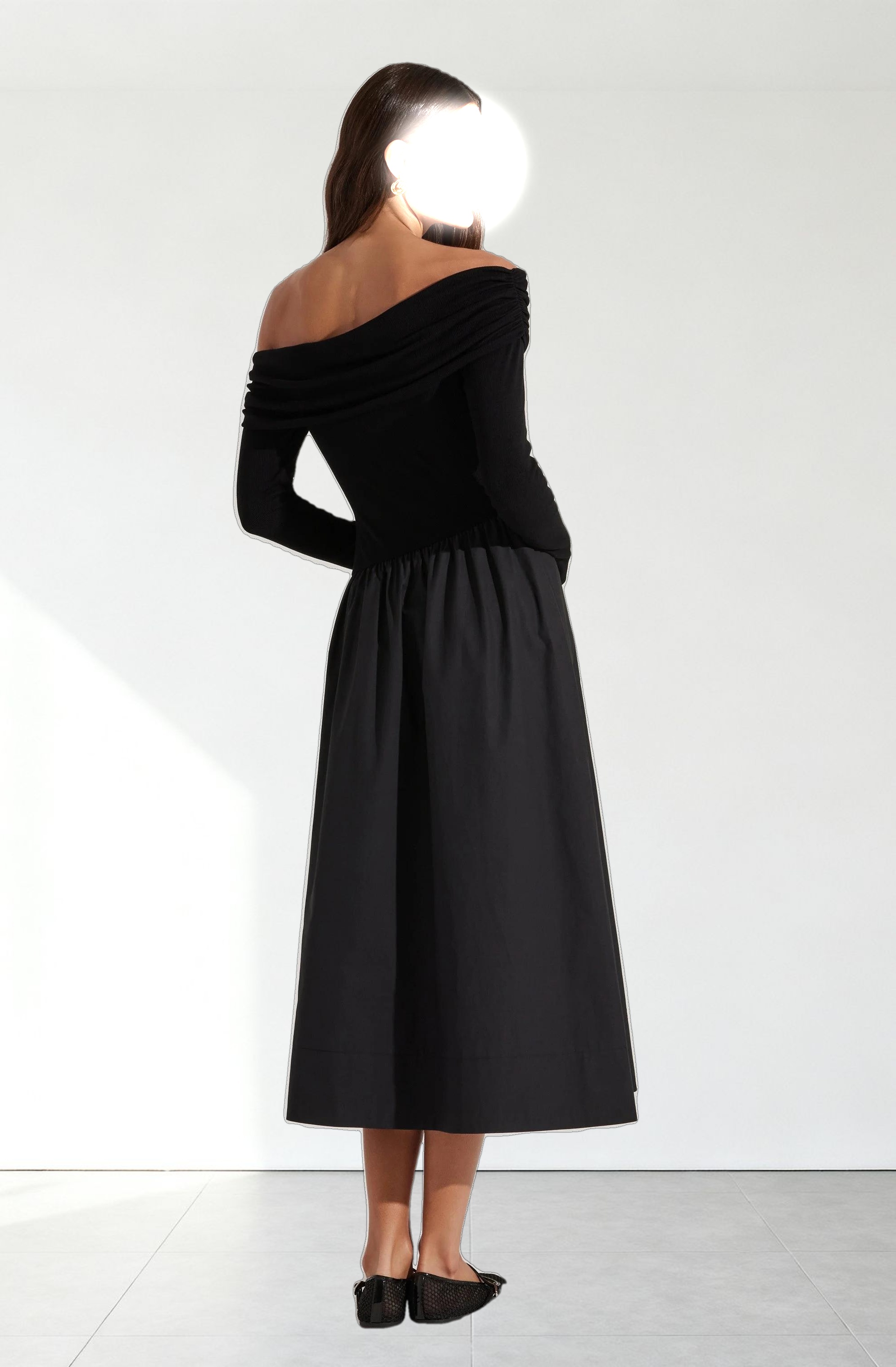 Mixed Media Off Shoulder Dress