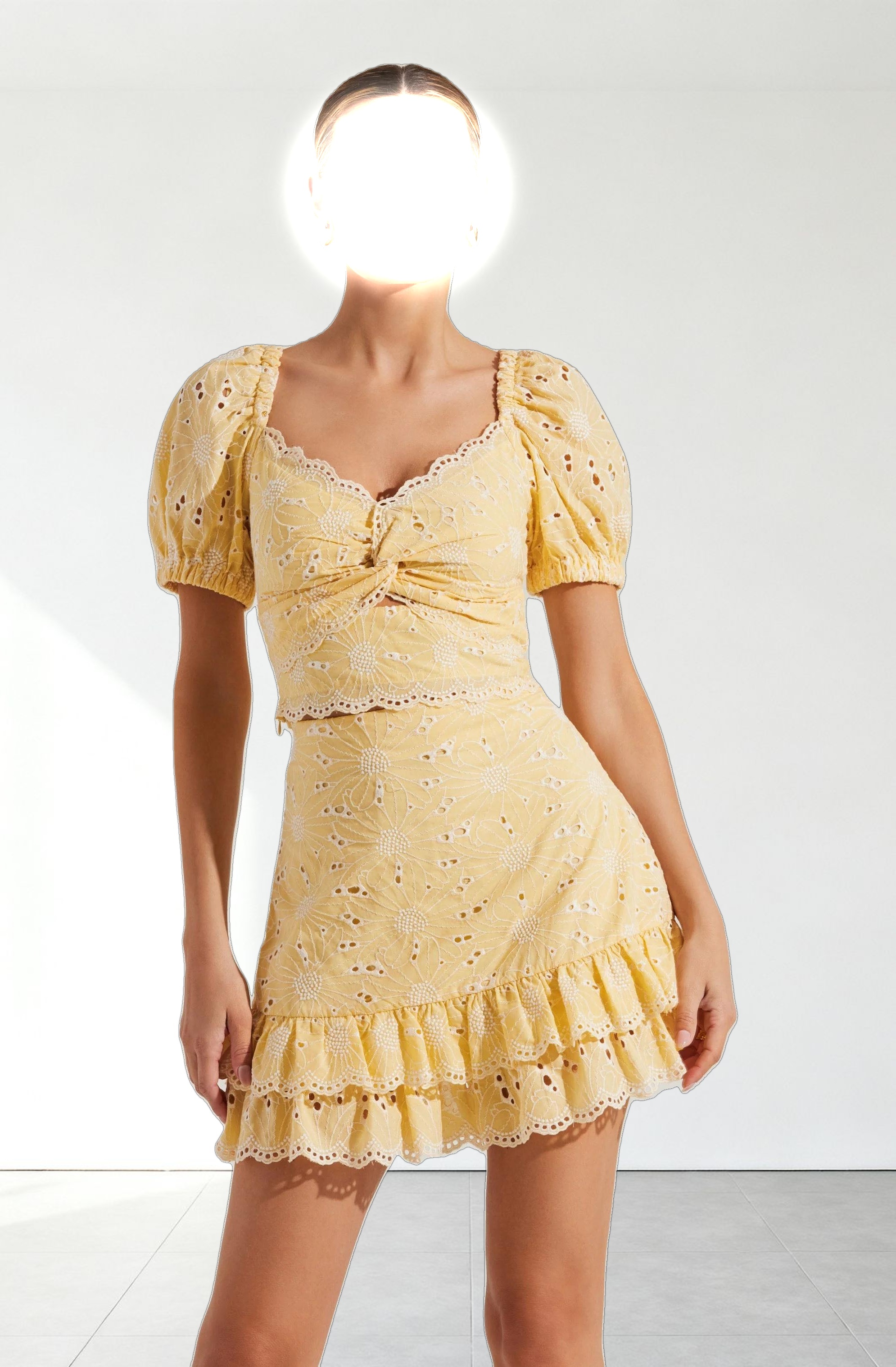 Evelin Eyelet Ruffle Mini Skirt