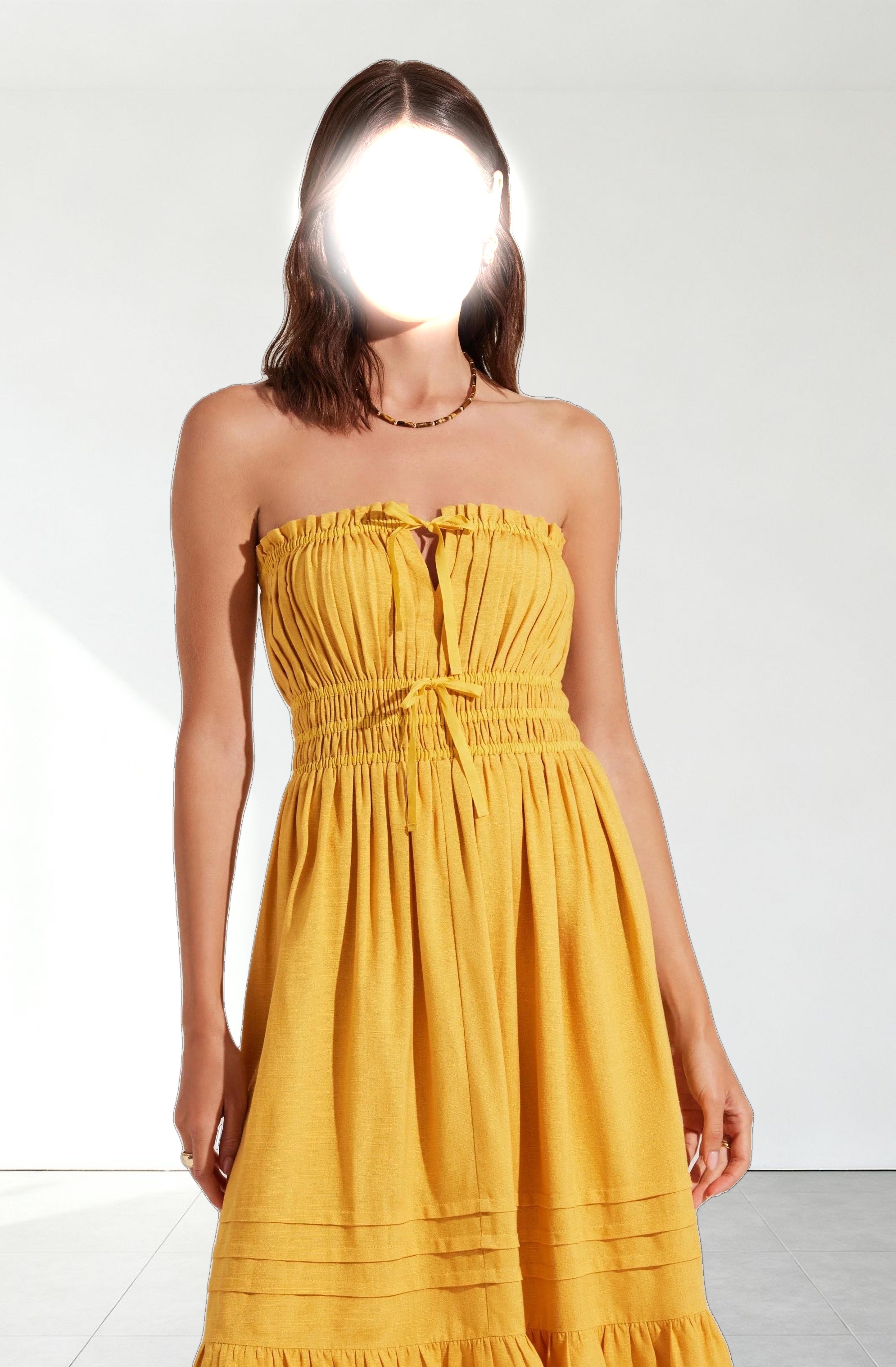 Aubrie Strapless Smocked Midi Dress