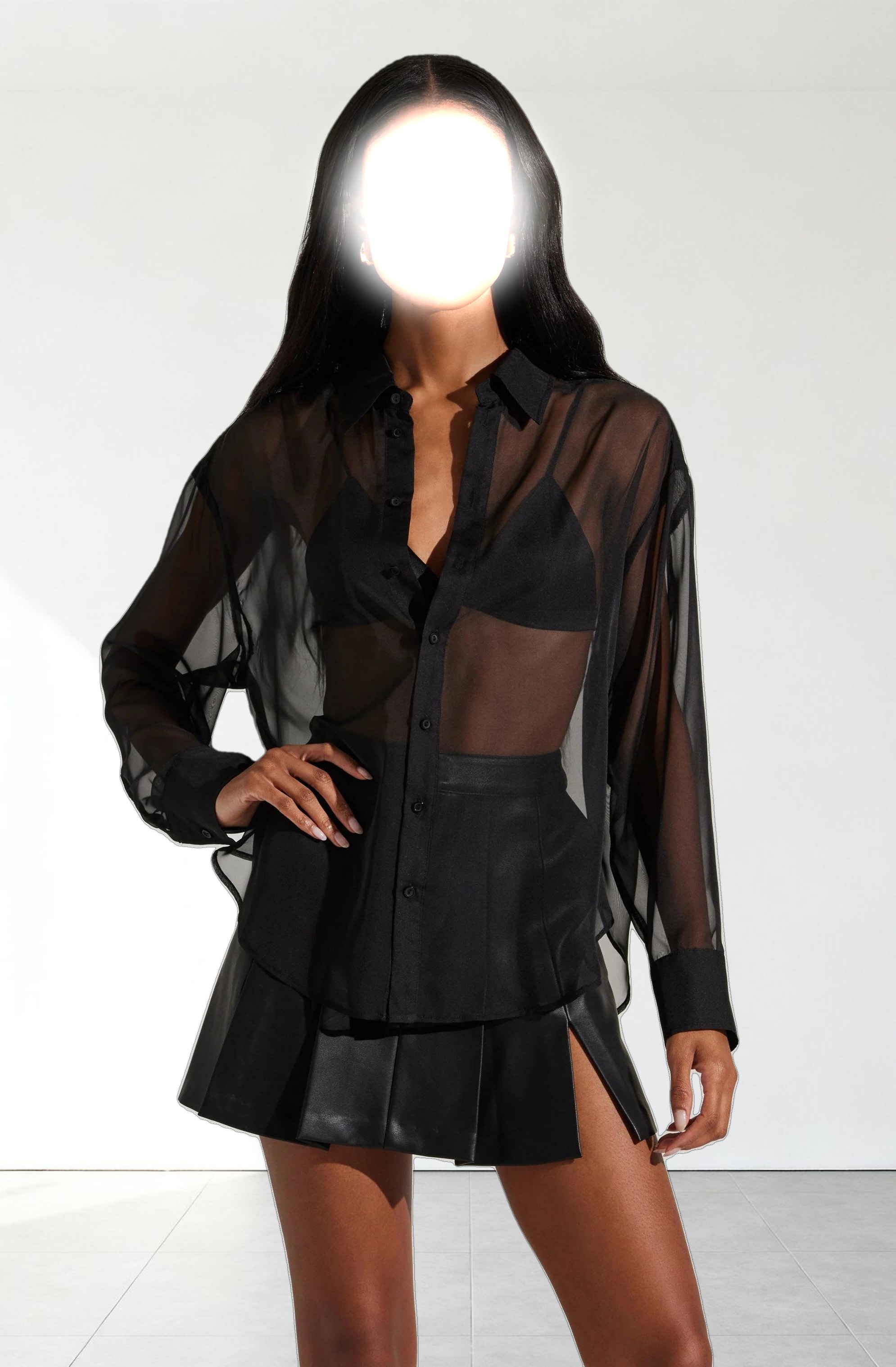 Evie Sheer Button Up Top