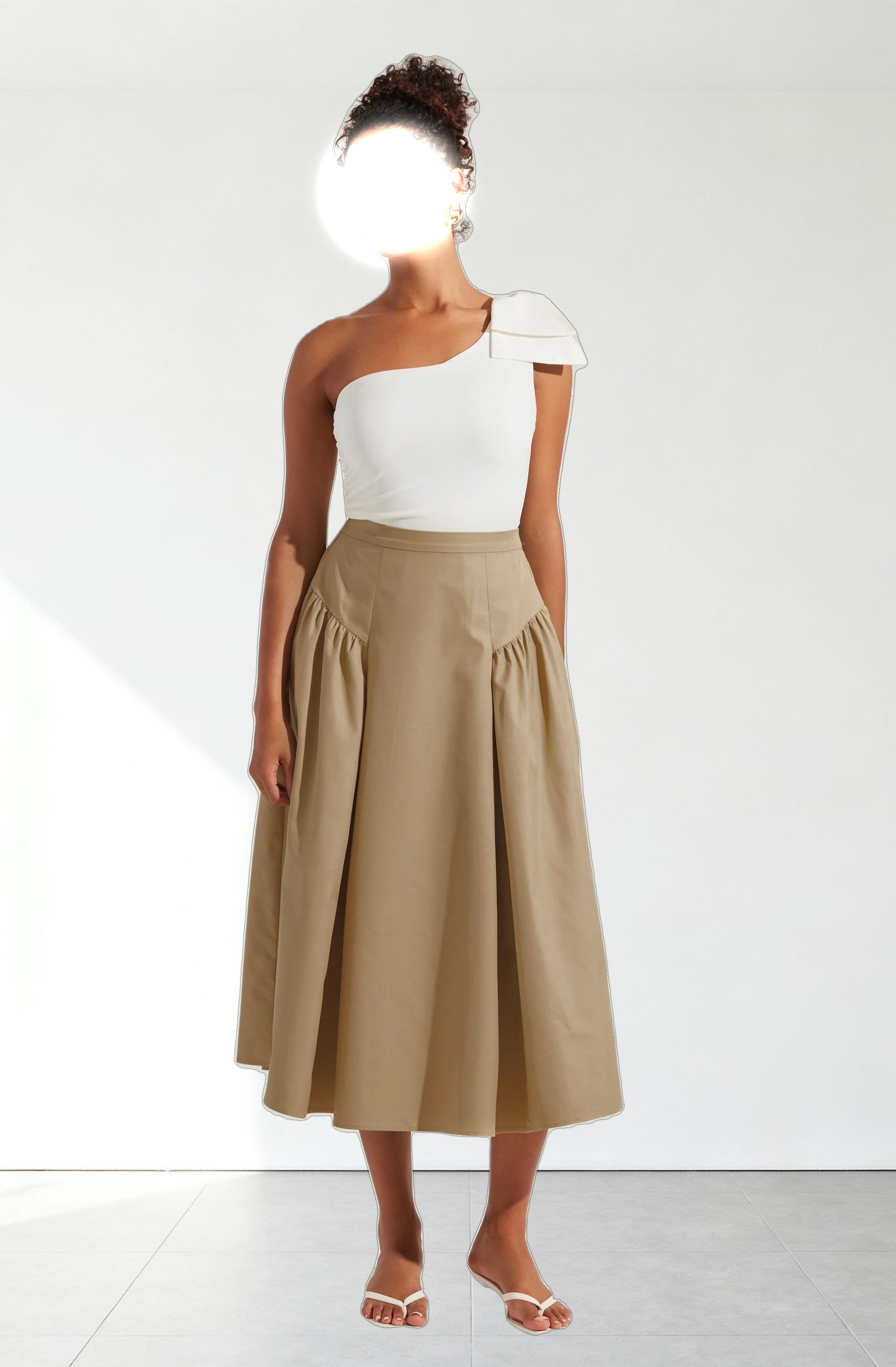 Laila Ruched Detail Midi Skirt