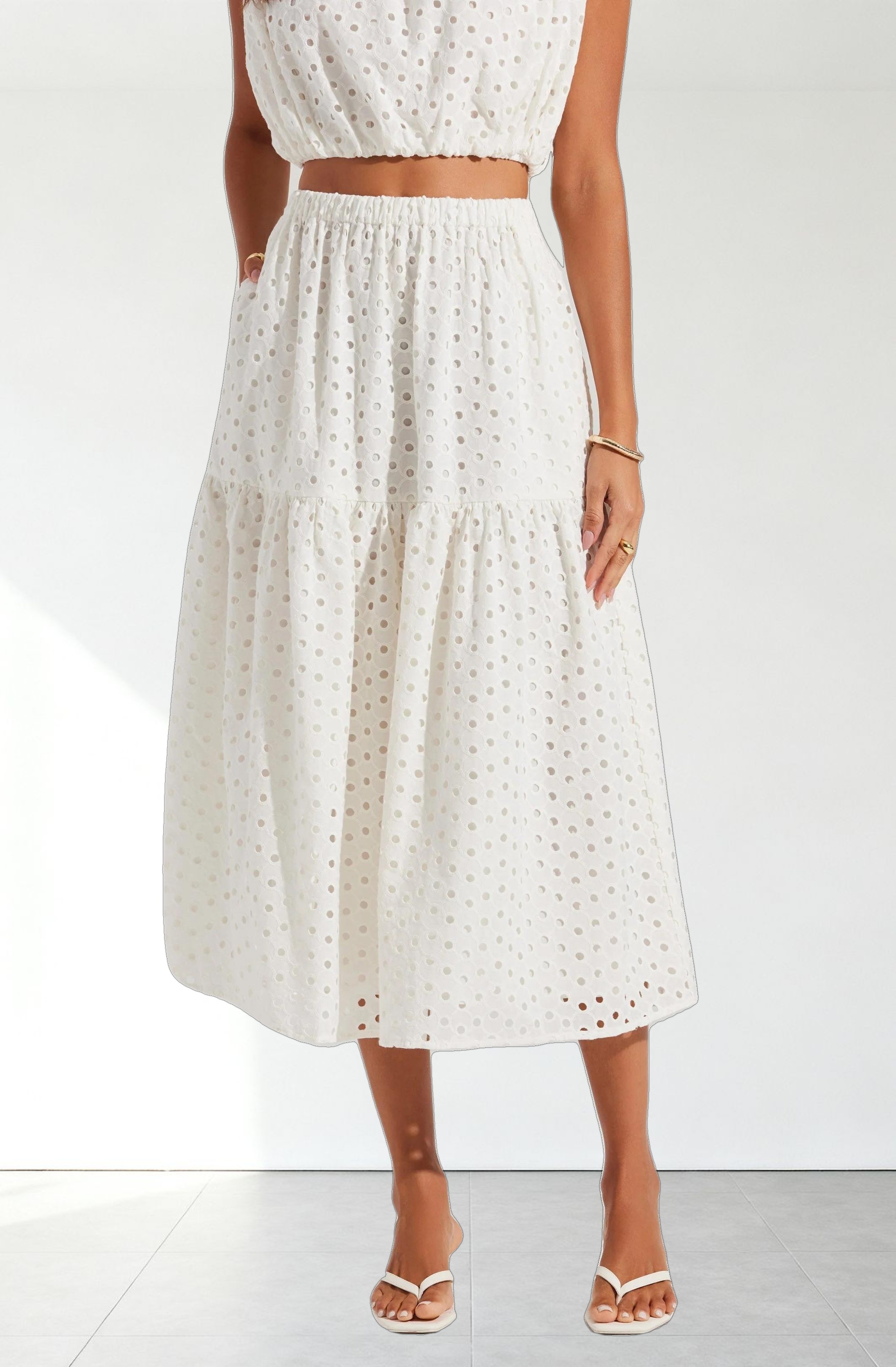Nalley Eyelet Midi Skirt