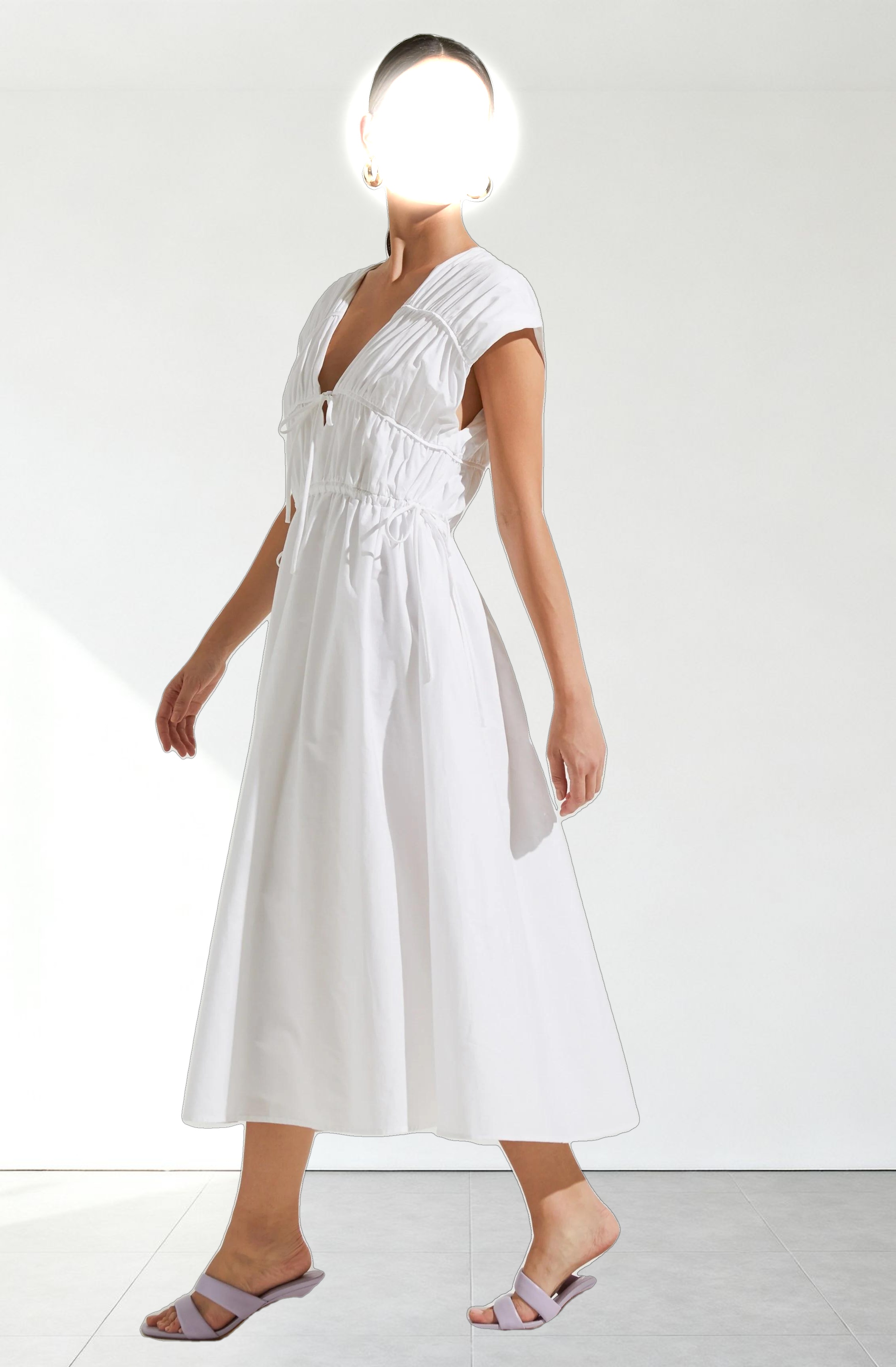 Lorrie Sleeveless Ruched Midi Dress