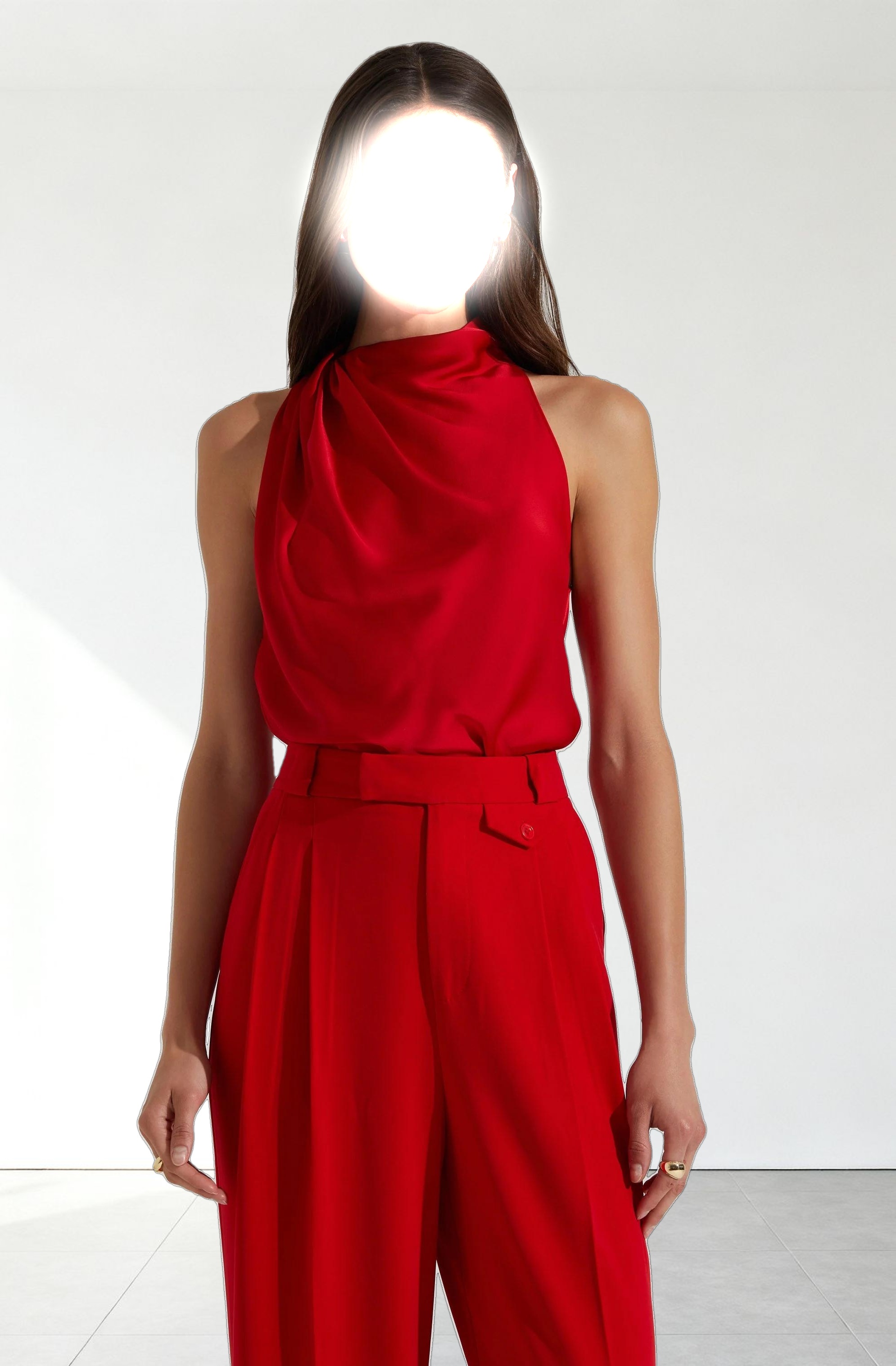 Iza Satin High Neck Top