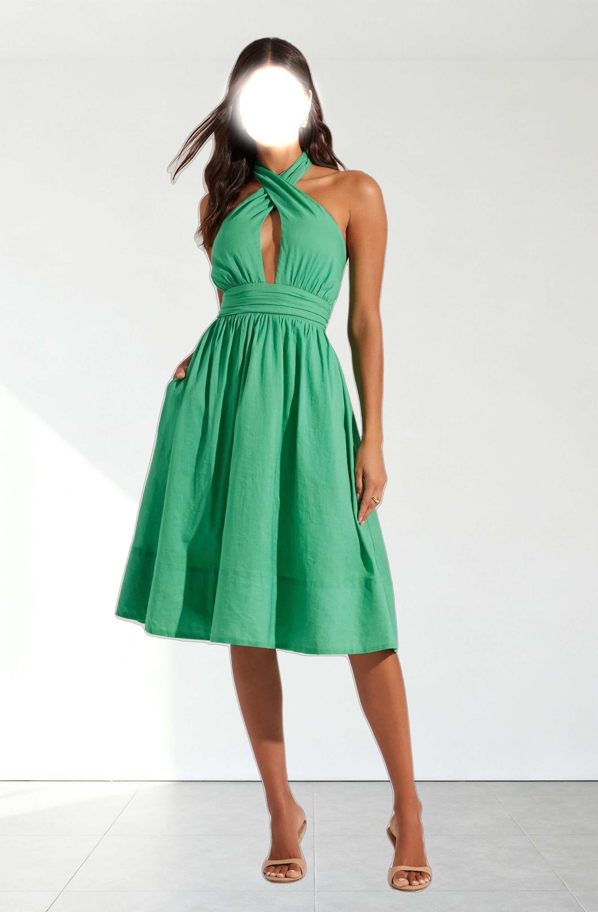 Kalia Crossover Halter Mini Dress